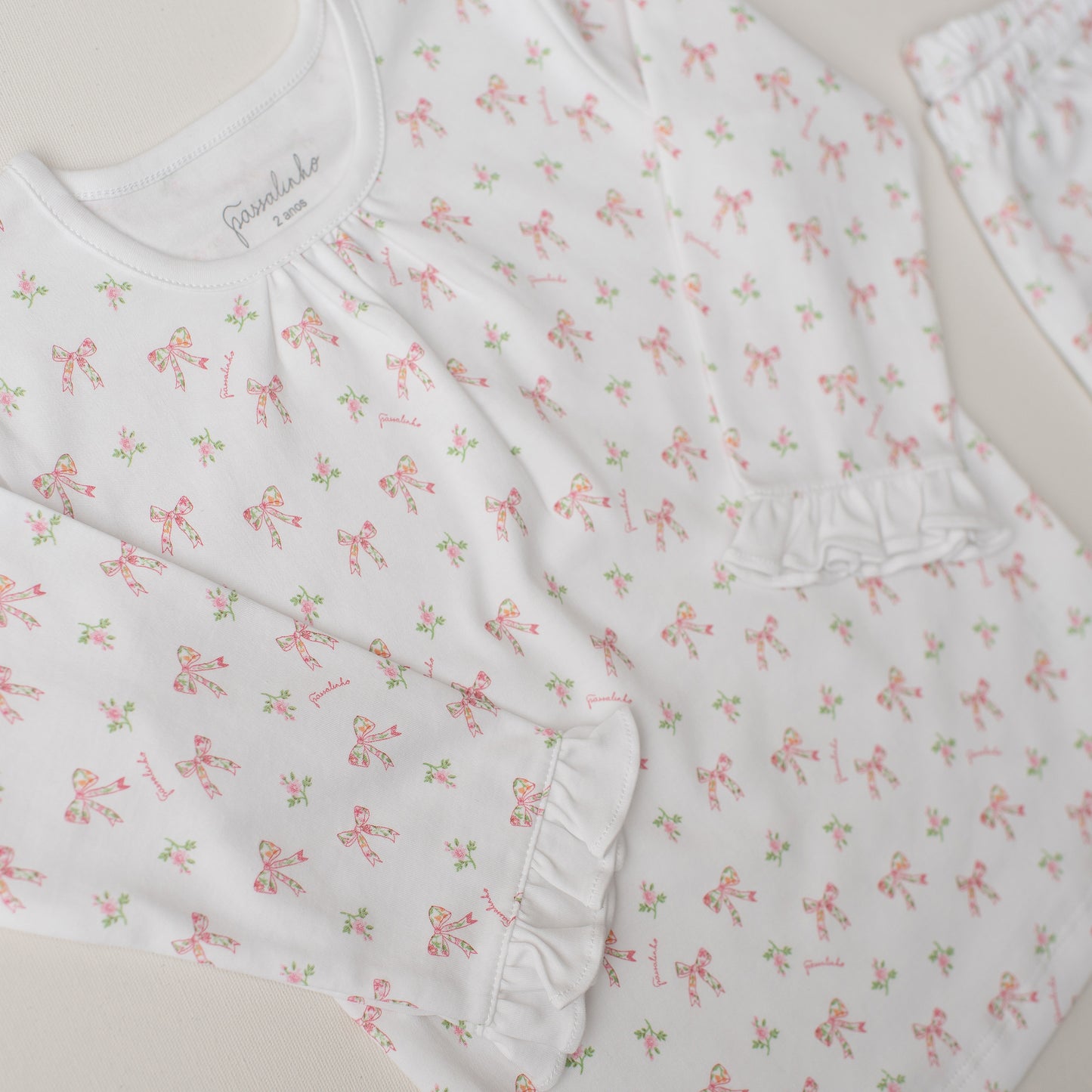 Pijama Calça e Blusa Arara Laços Rosa
