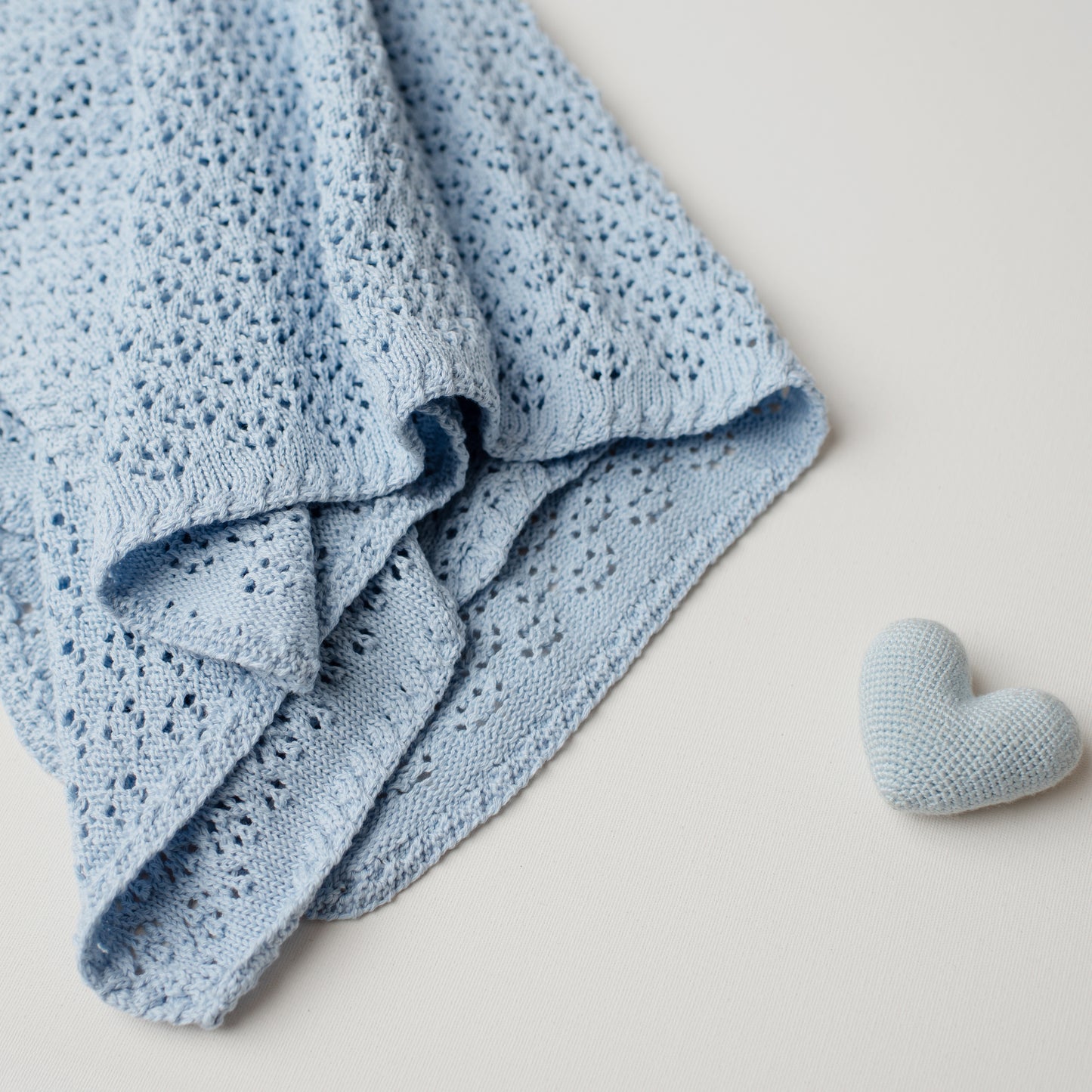 Manta Tricô Rendada Azul