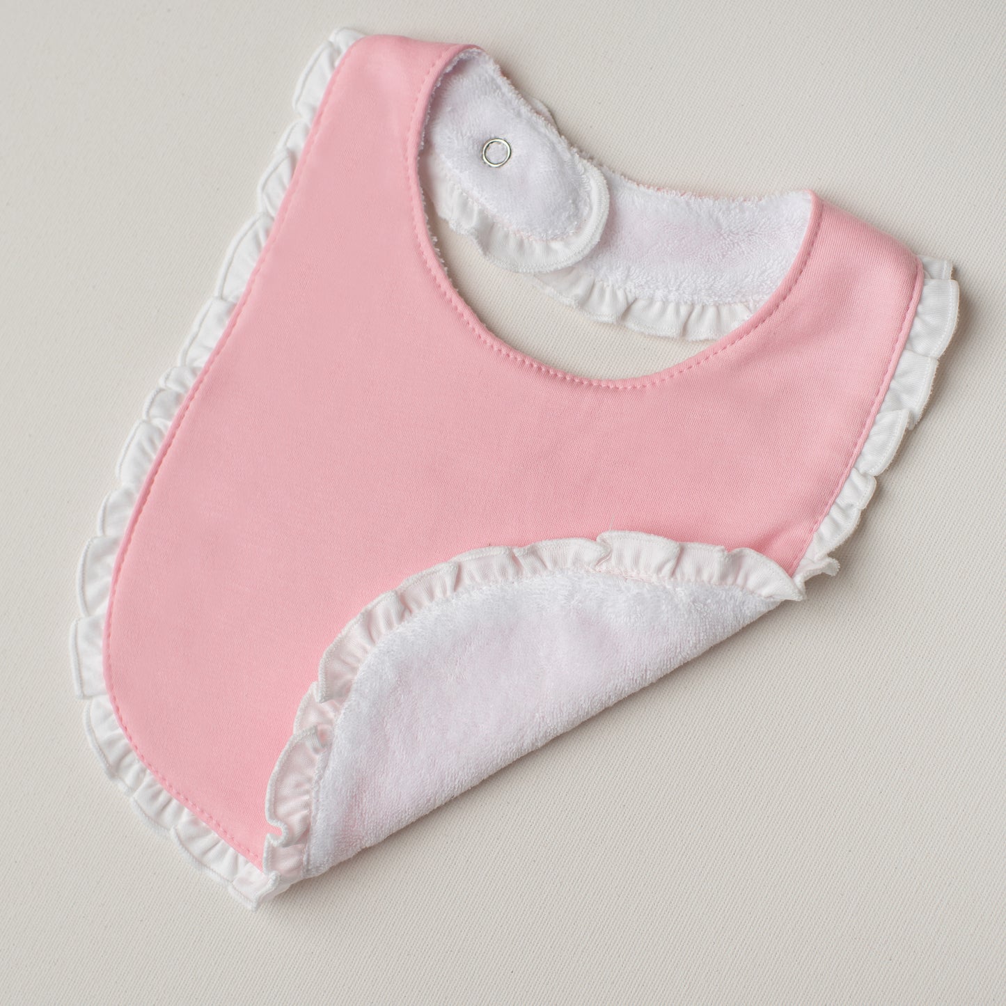 Kit: 3 Babadores Garça Pima Atoalhado - Branco, Azul e Rosa
