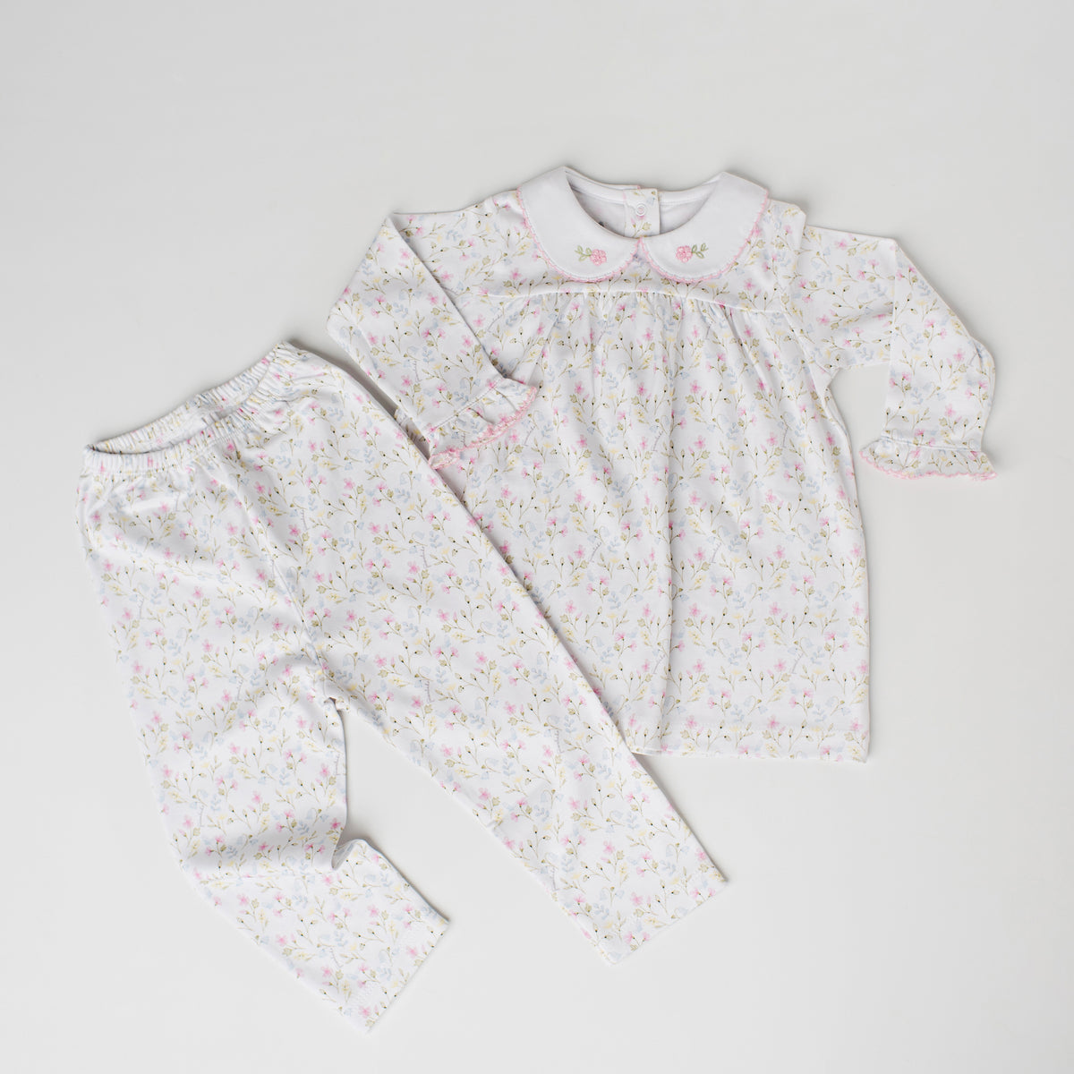 Conjunto bata e calça culote com estampa flor de sino em algodão pima peruano para bebê passalinho – foto 4