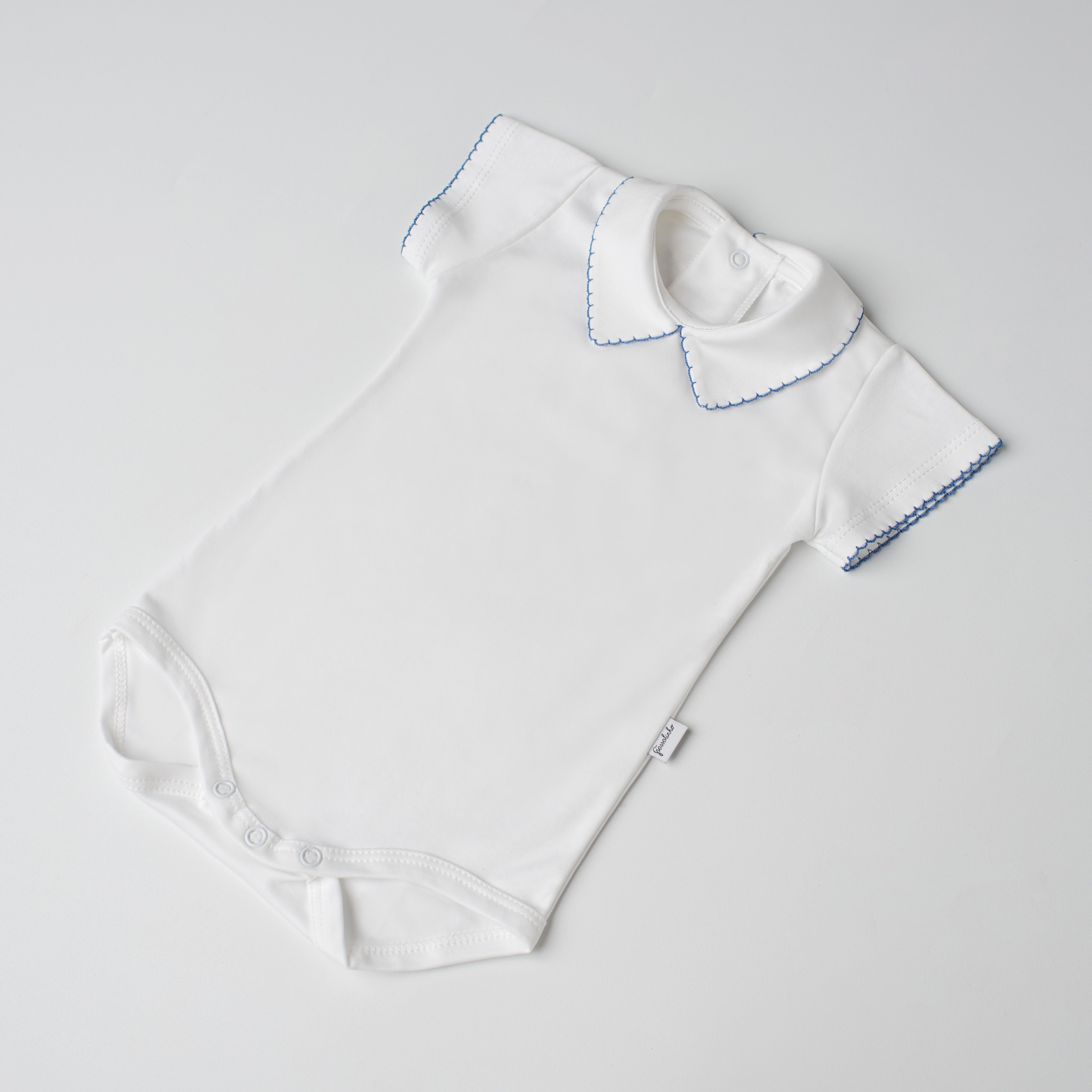Body Quero-Quero Manga Curta Detalhe Azul Jeans