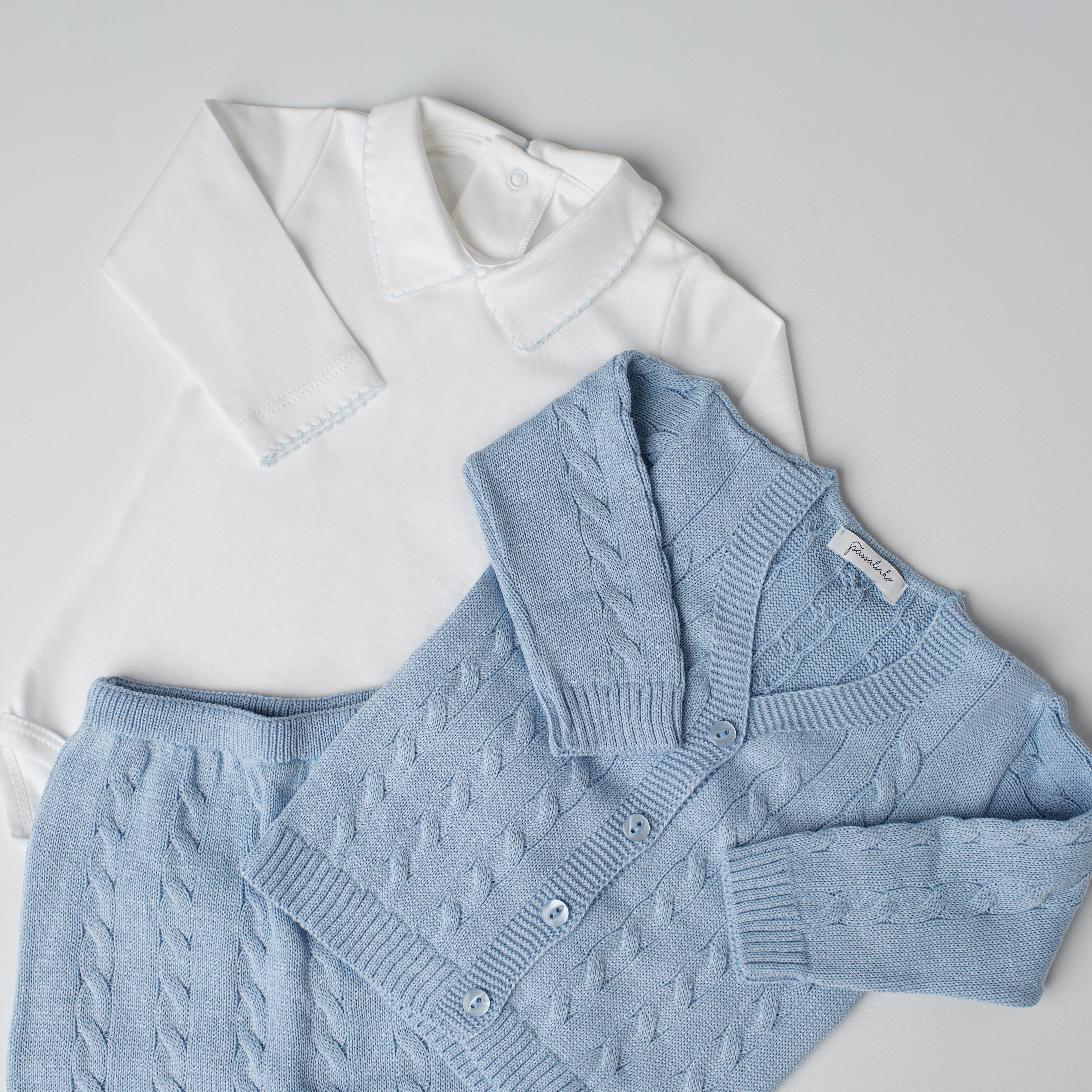 Conjunto em Tricô + Pima Canário Azul