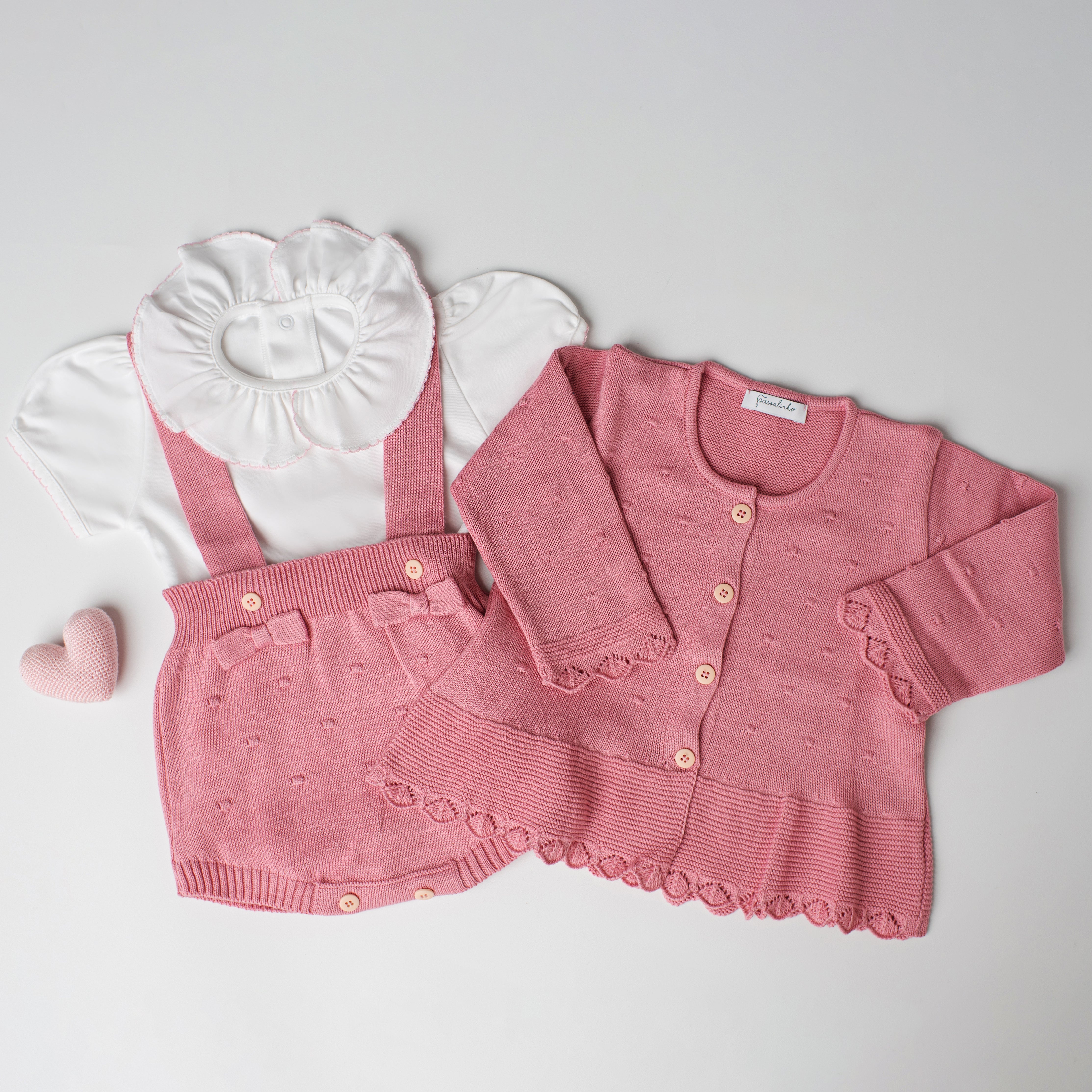 Conjunto em Tricô + Pima Garça Rosa Pétala