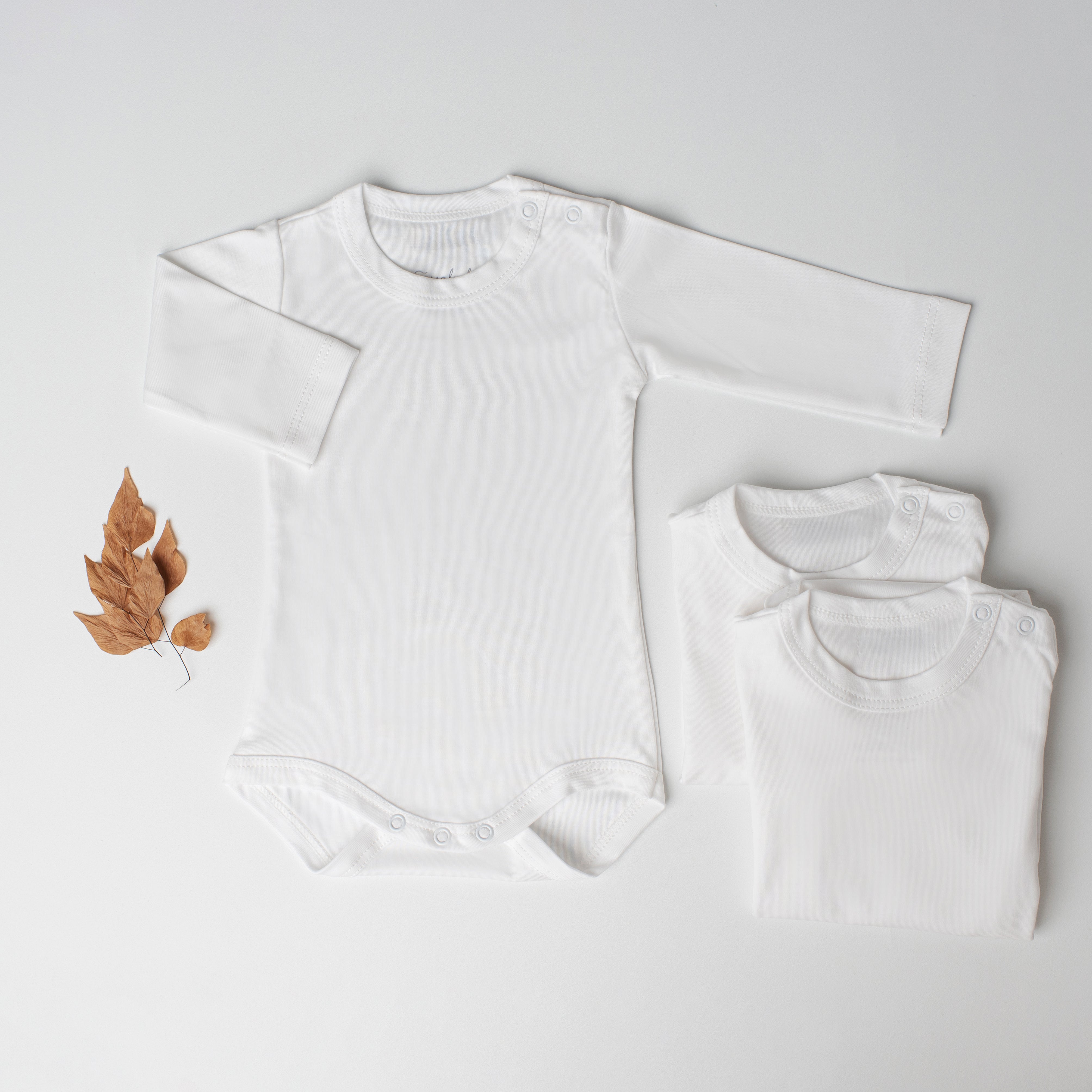 Kit: 3 Bodies Canário Manga Longa Branco