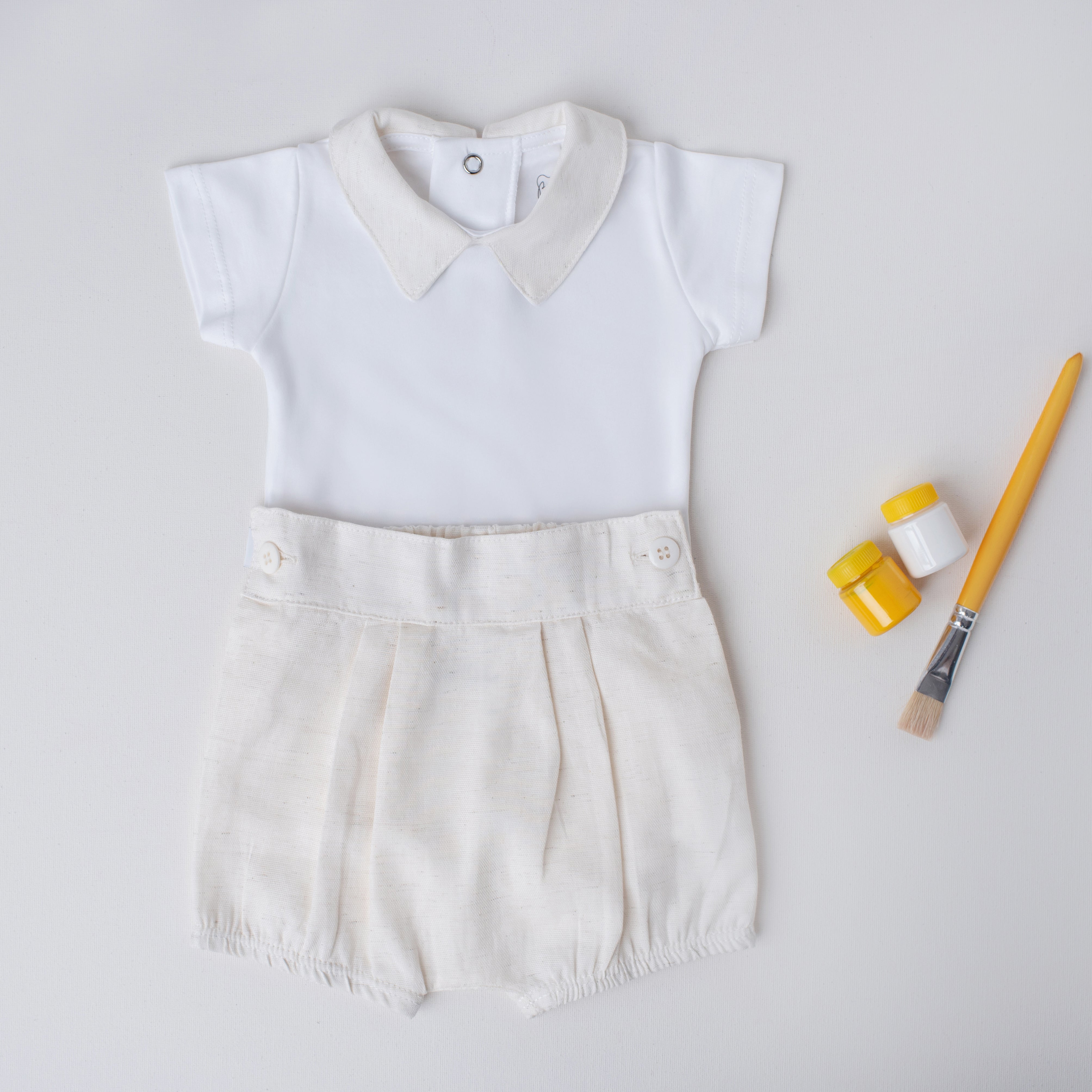 Conjunto Body e Shorts Quero Quero Linho Bege
