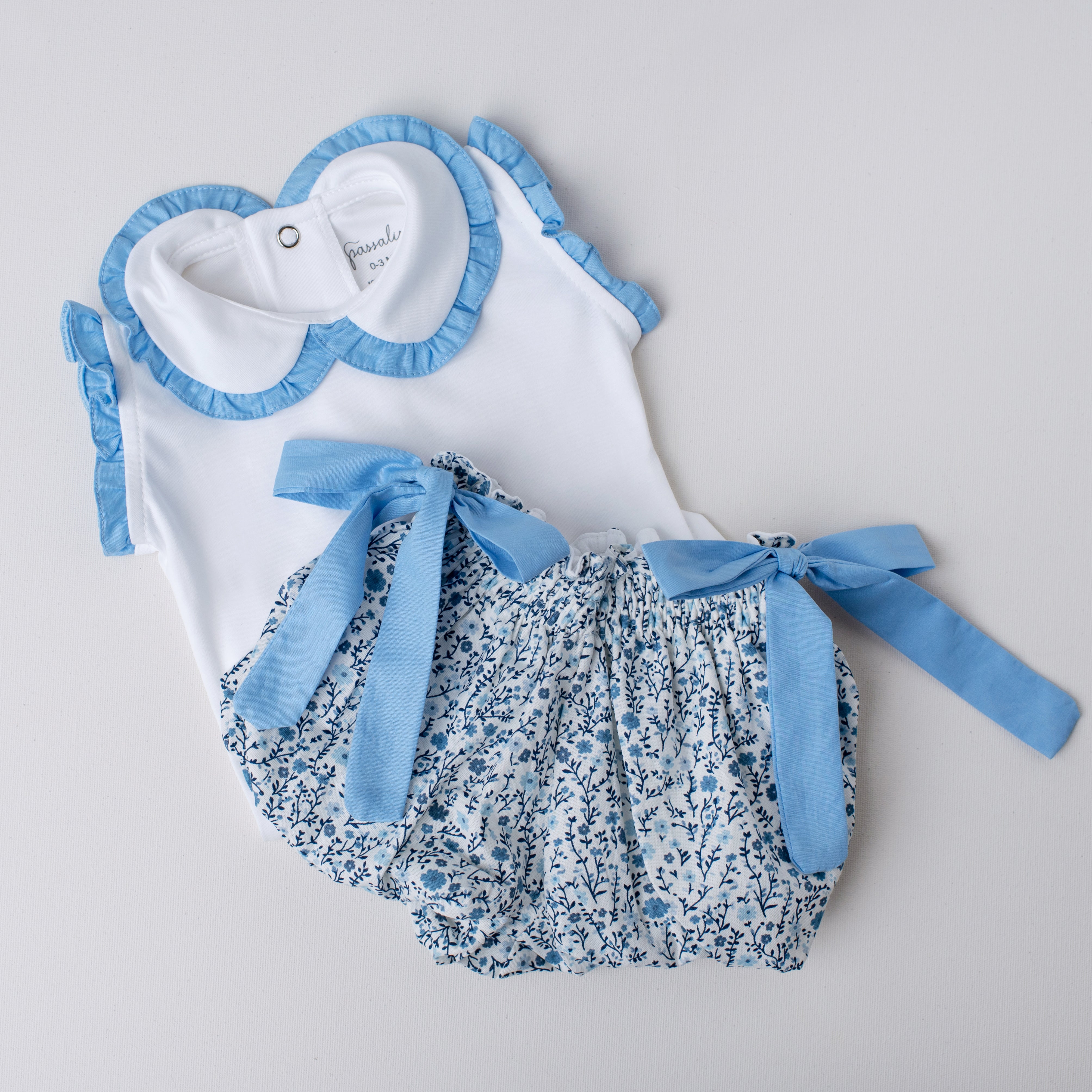 Conjunto Body e Shorts Tico Tico Azul