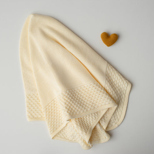 Manta Tricô Pipoca Amarela