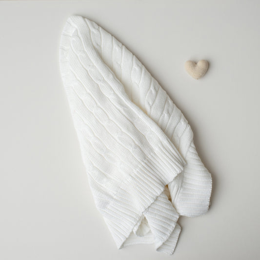 Manta Tricô Trança Branca