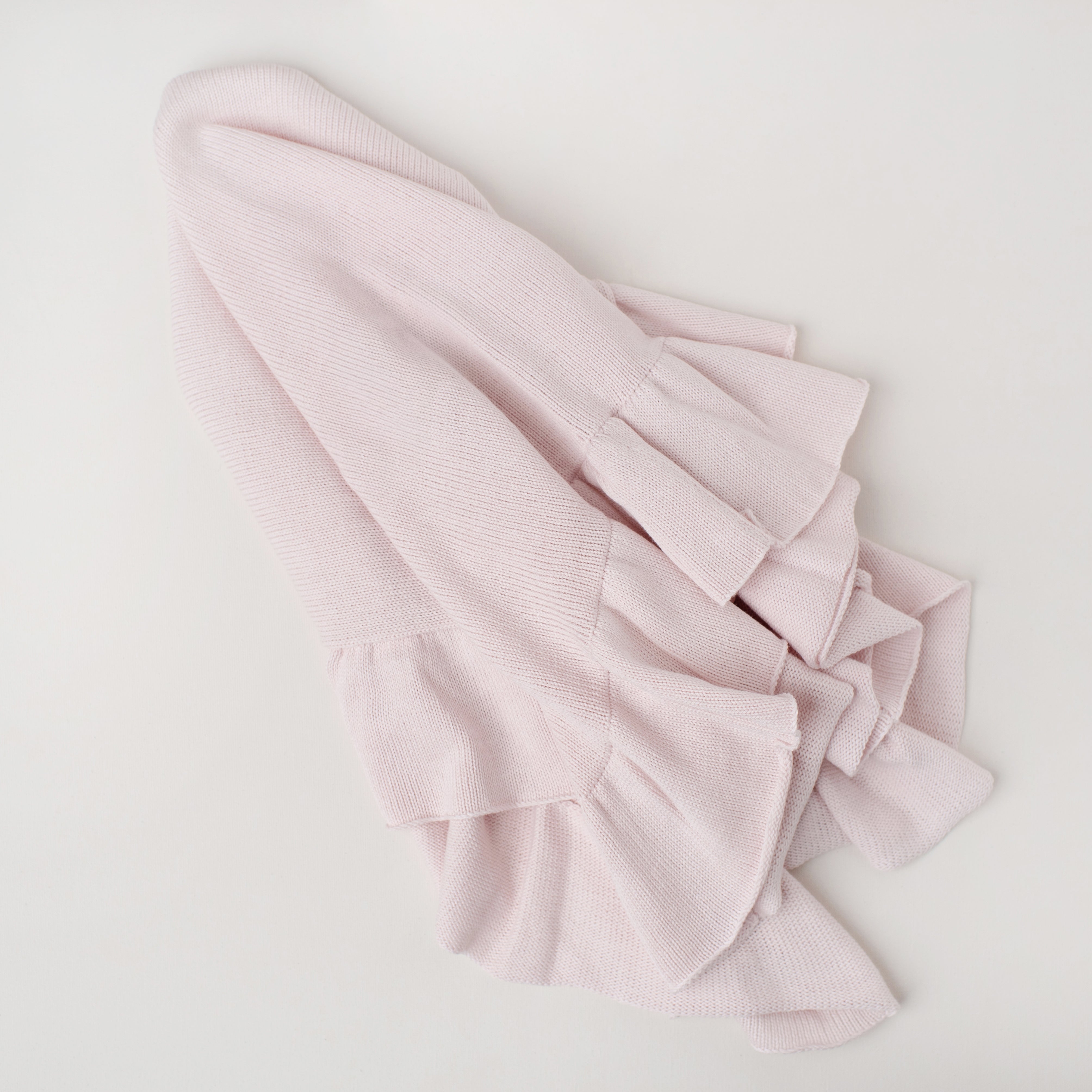 Manta Tricô Babado Rosa Claro