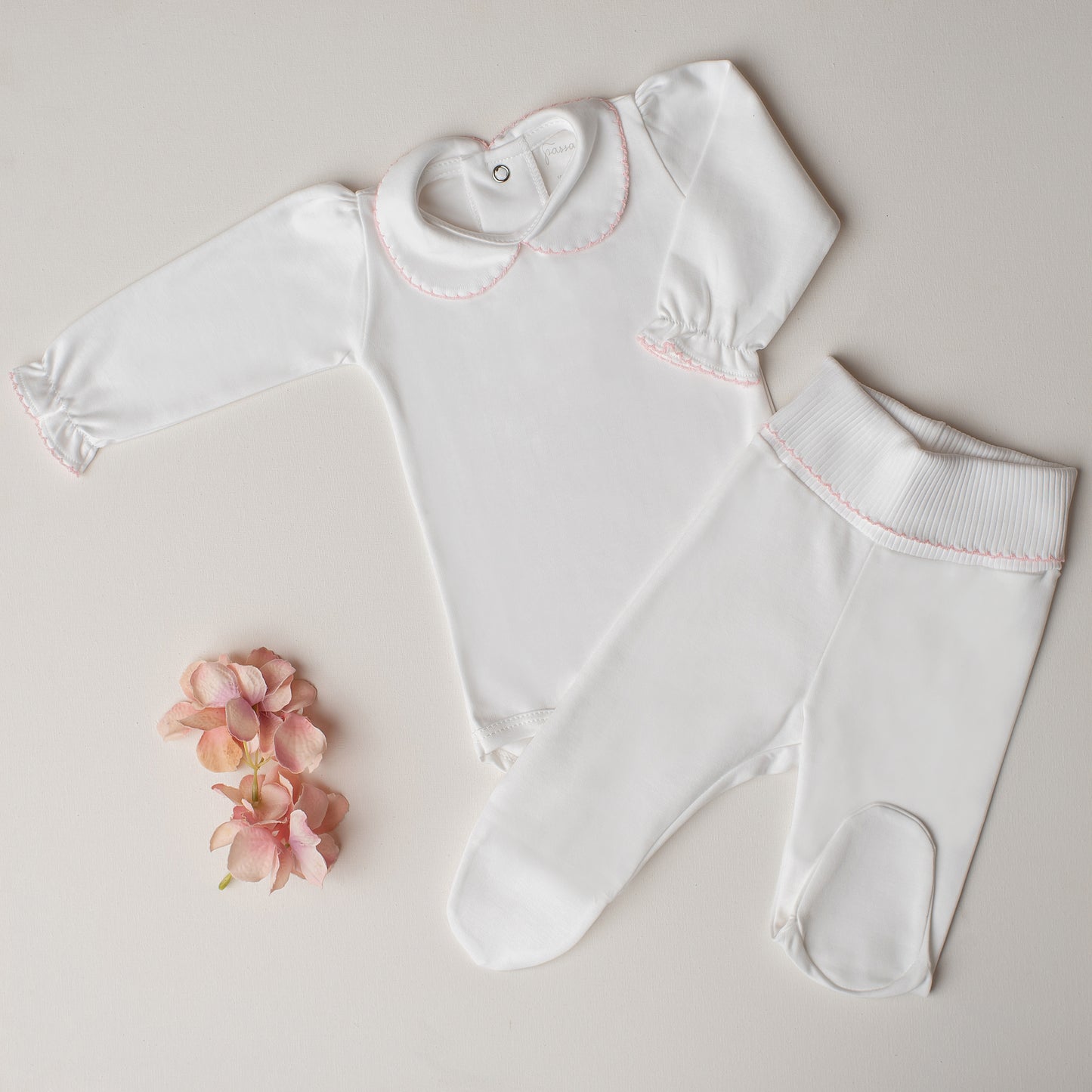 Conjunto Body Garça + Culote Yoga Rosa