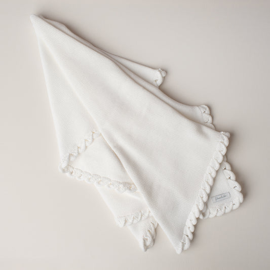 Manta Tricô Ondas Branca