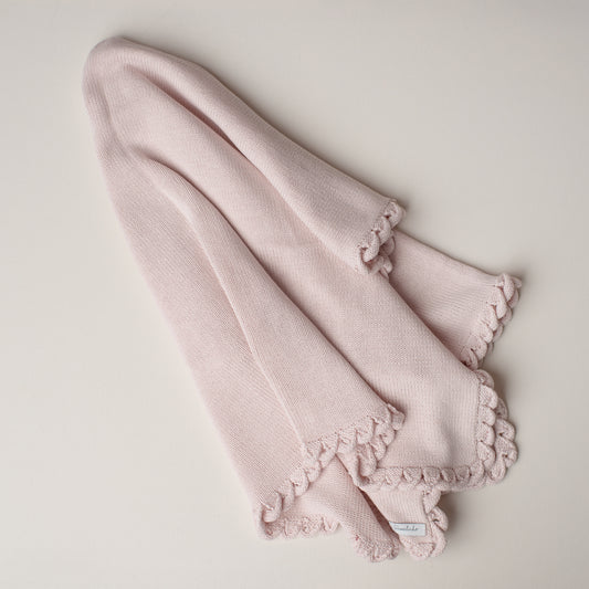 Manta Tricô Ondas Rosa Claro
