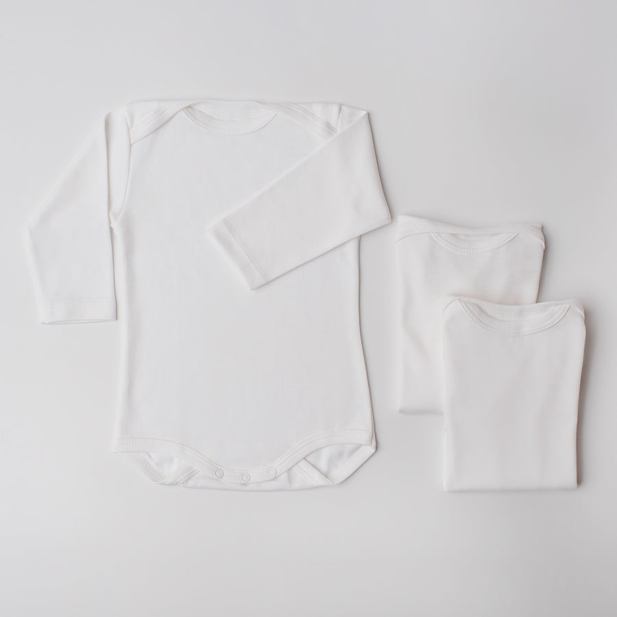 Kit: 3 Bodies Andorinha Manga Longa Branco