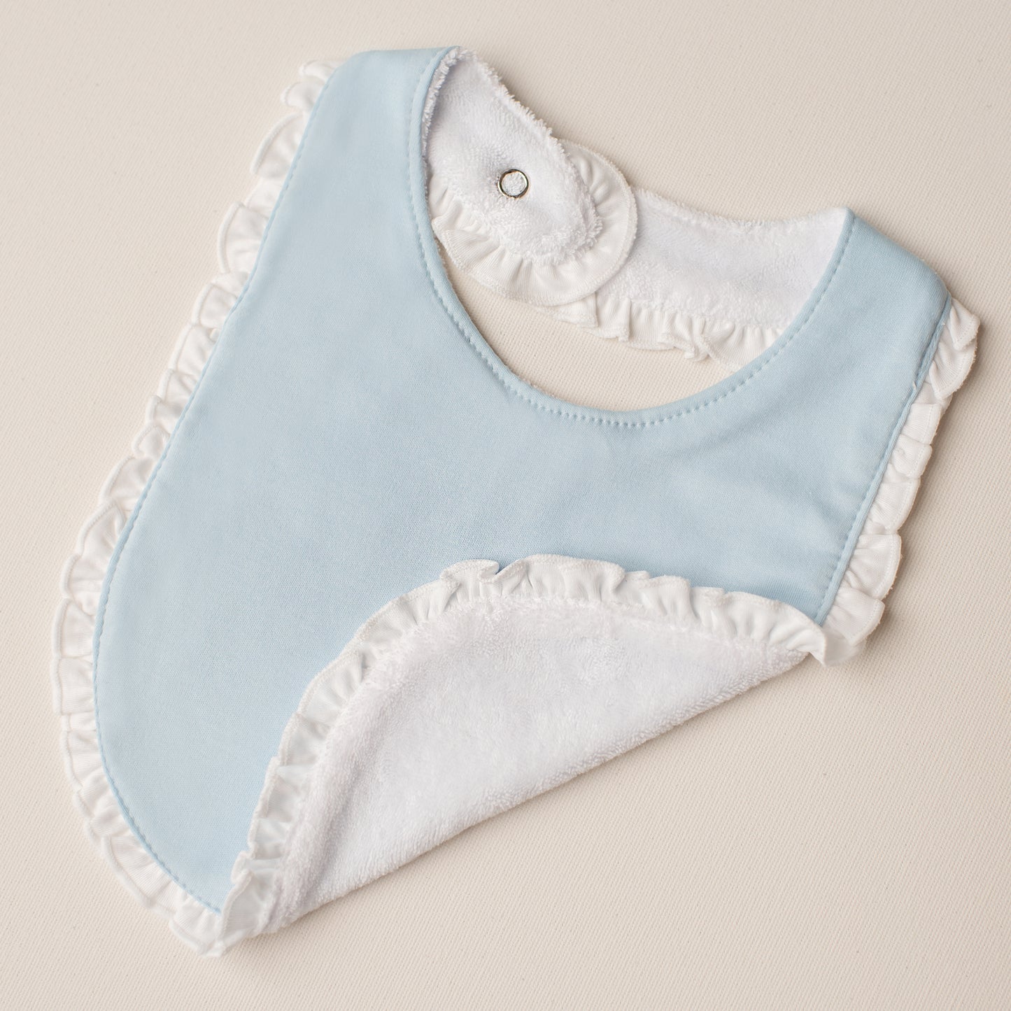 Kit: 3 Babadores Garça Pima Atoalhado - Branco, Azul e Rosa