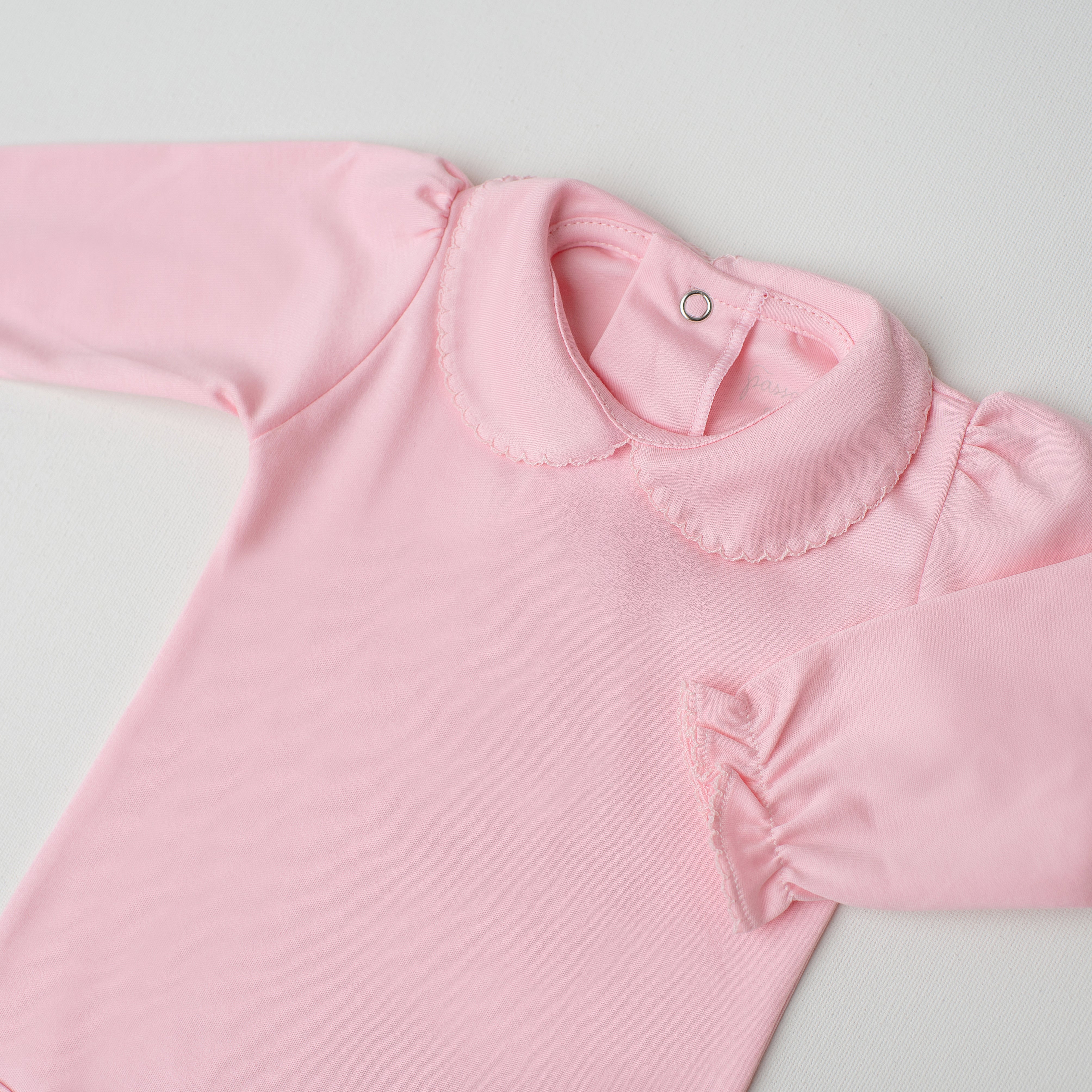 Body Garça Manga Longa Rosa