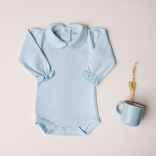 Body Garça Manga Longa Azul