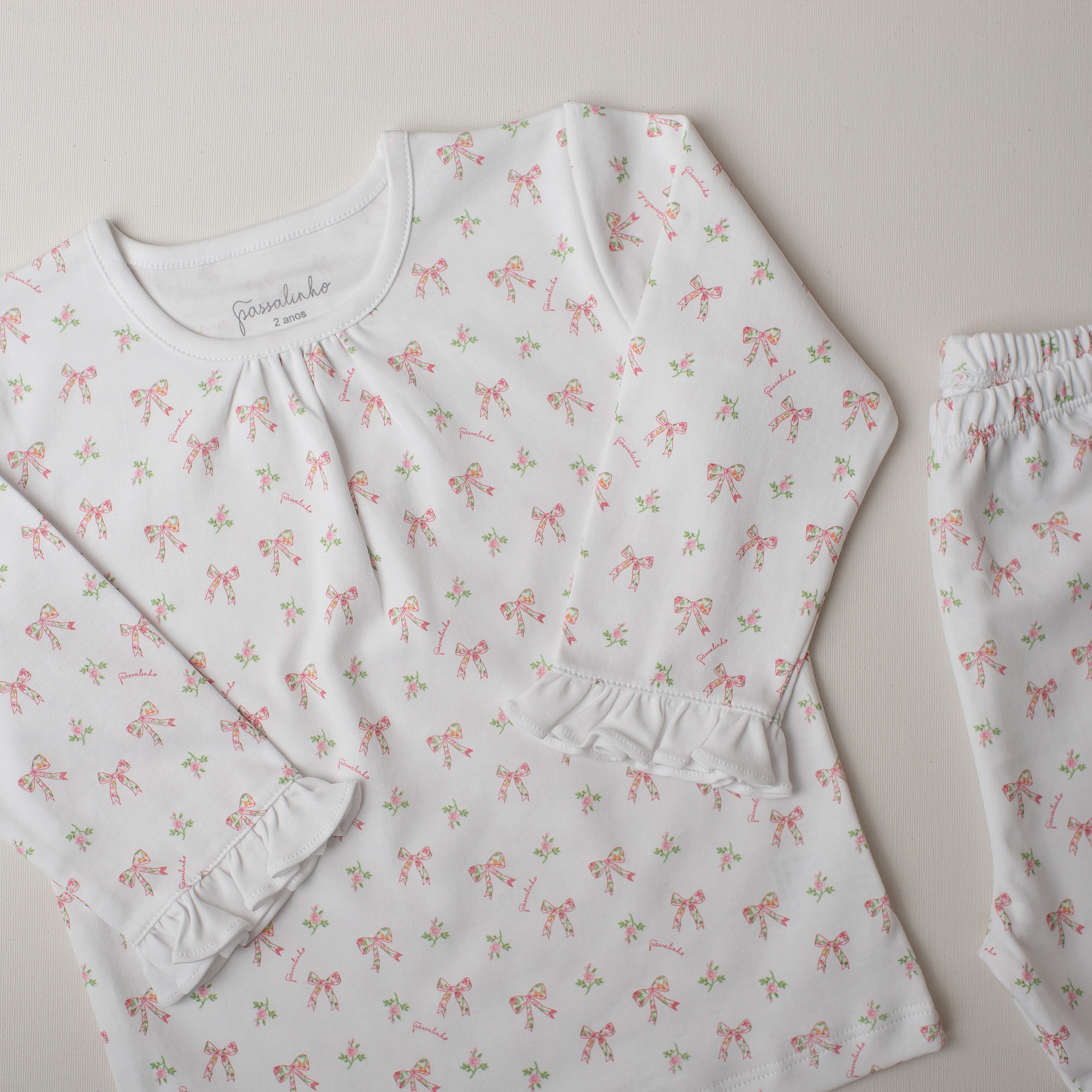 Pijama Calça e Blusa Arara Laços Rosa