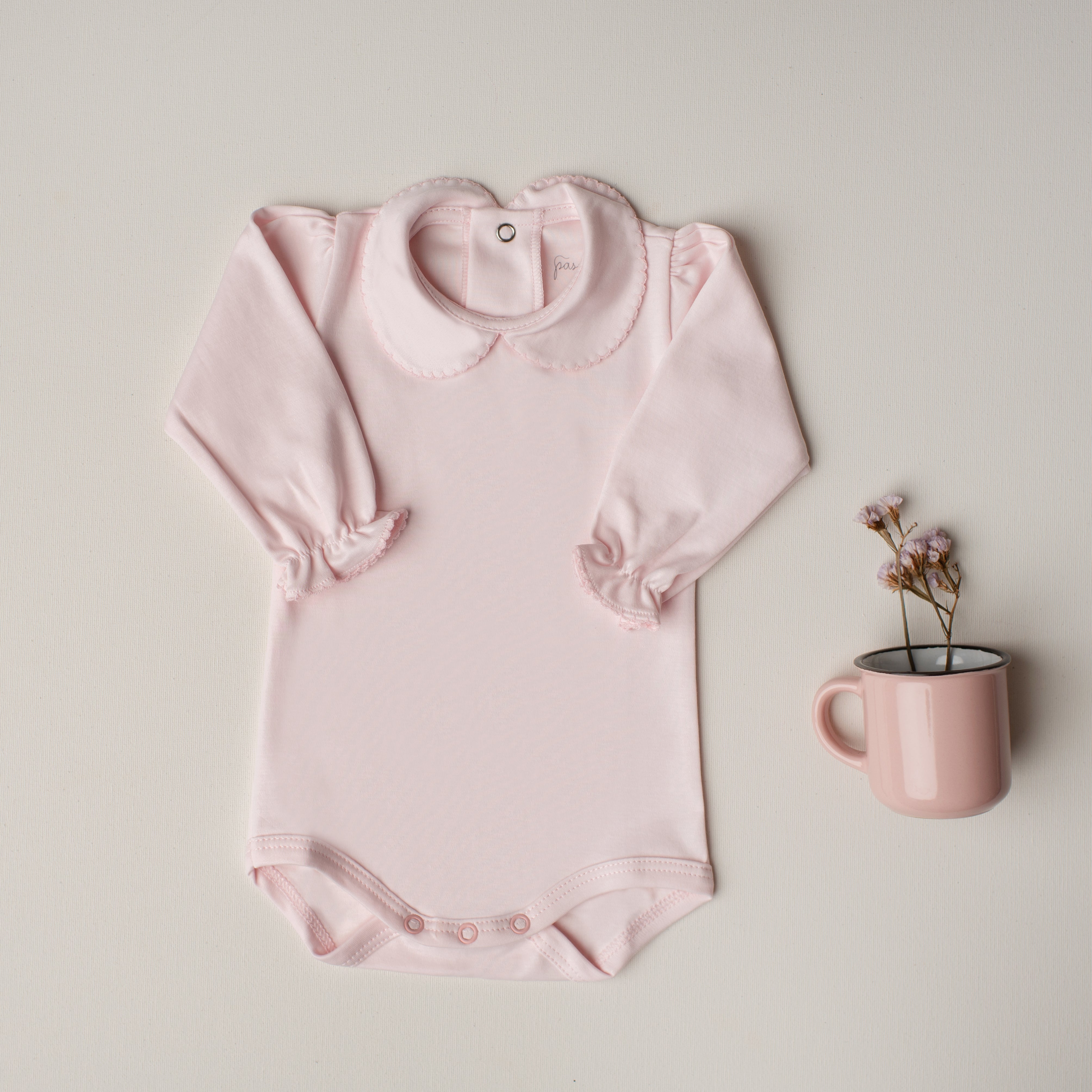 Body Garça Manga Longa Rosa Claro