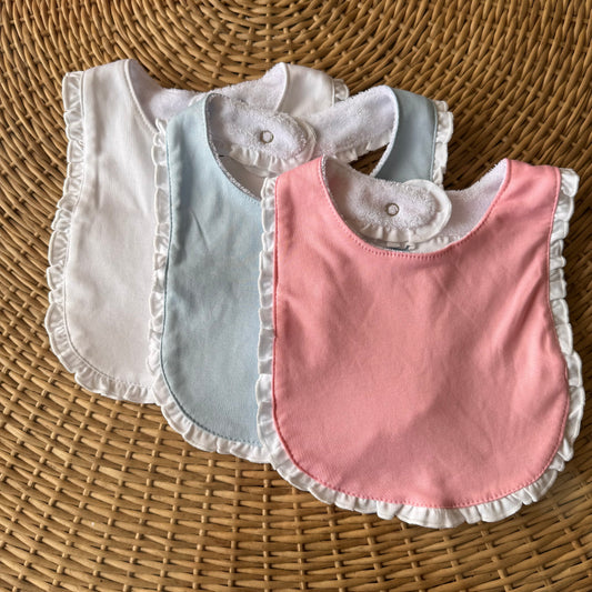 Kit: 3 Babadores Garça Pima Atoalhado - Branco, Azul e Rosa