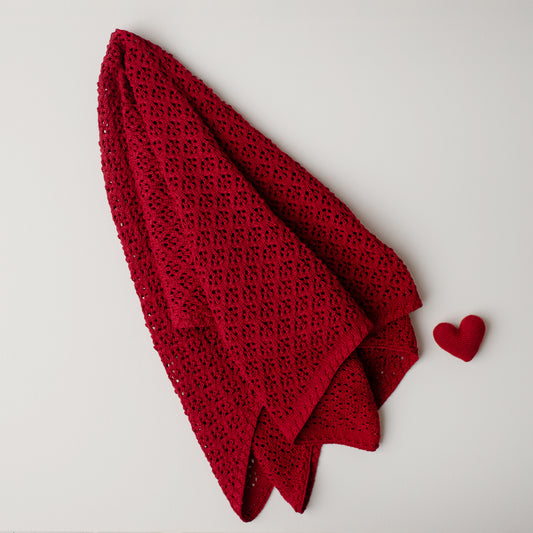 Manta Tricô Rendada Vermelha