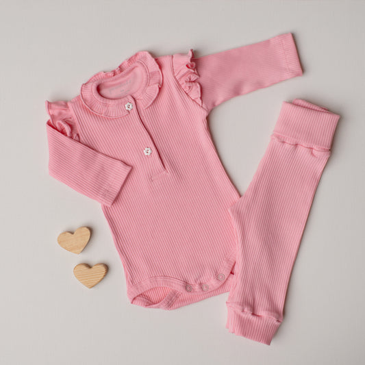 Conjunto Coruja Canelado Rosa