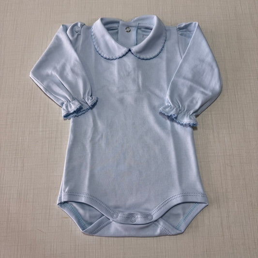 Body Garça Manga Longa Azul