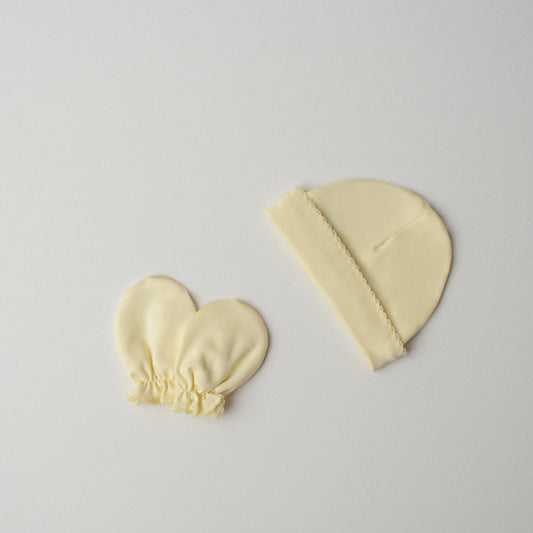 Kit: Gorrinho e Luvinha Coruja Amarelo