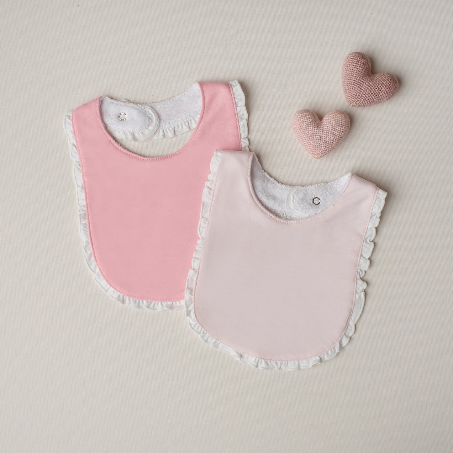 Kit: 2 Babadores Garça Pima Atoalhado - Rosa e Rosa Claro