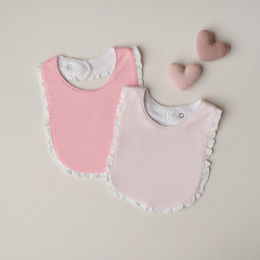 Kit: 2 Babadores Garça Pima Atoalhado - Rosa e Rosa Claro