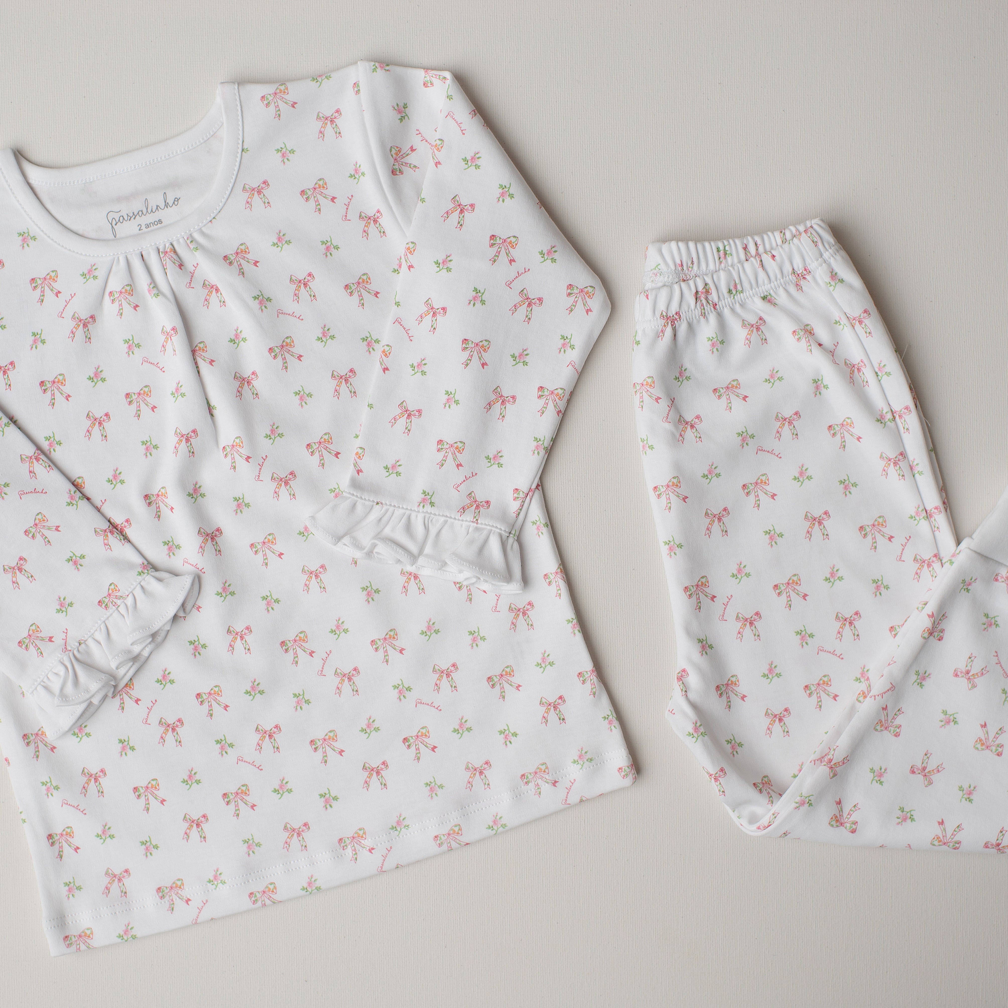 Pijama Calça e Blusa Arara Laços Rosa