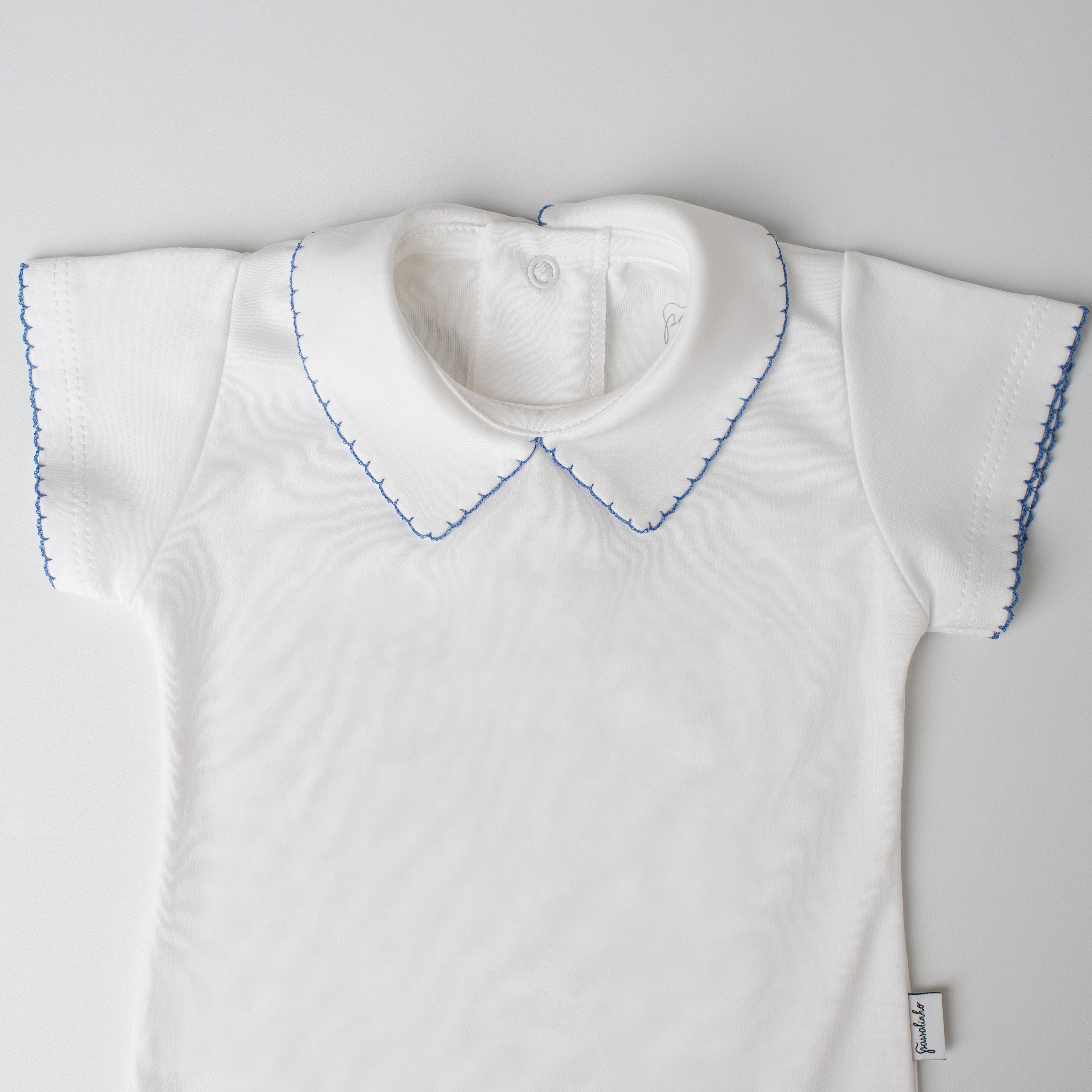 Body Quero-Quero Manga Curta Detalhe Azul Jeans