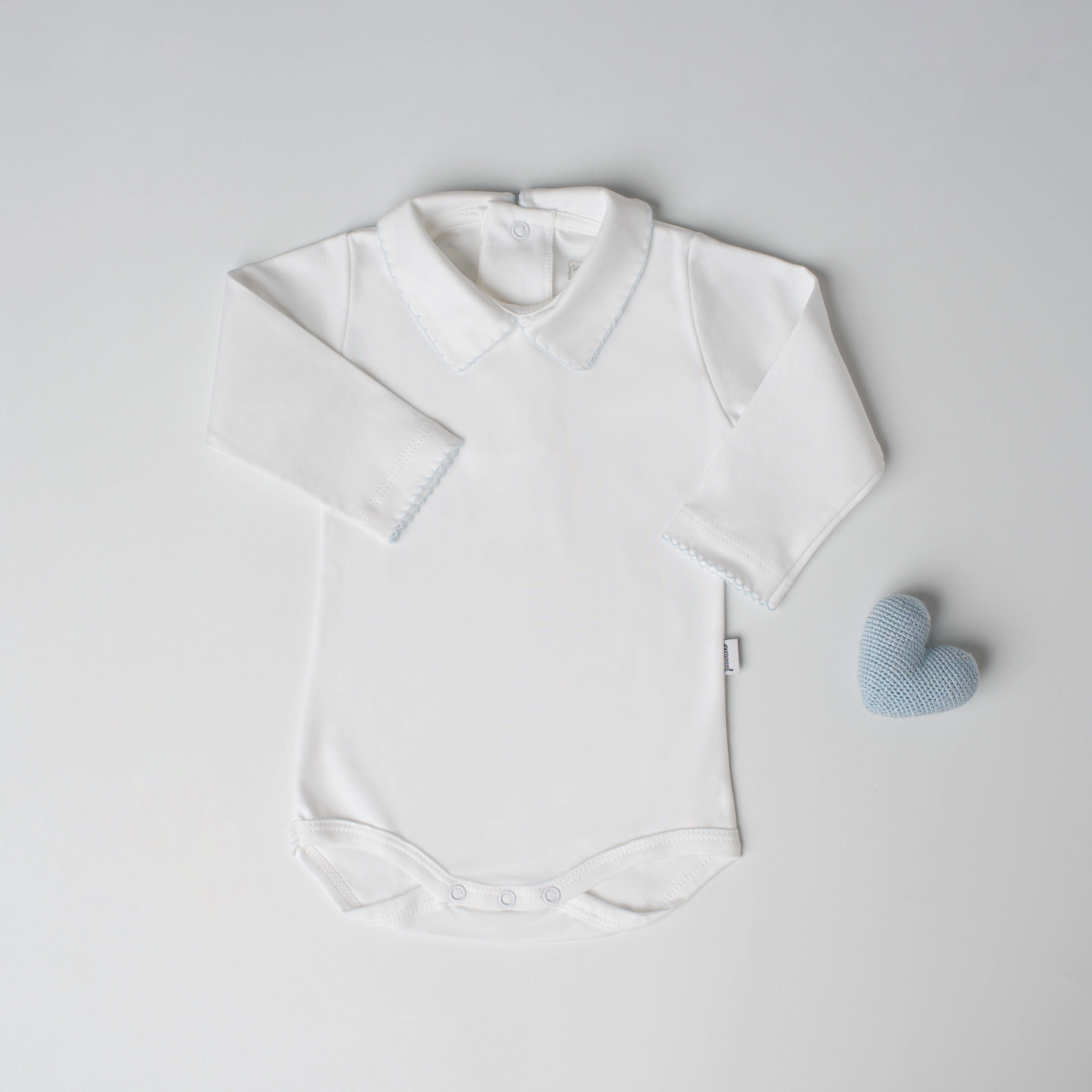 Body Quero-Quero Manga Longa Branco Detalhe Azul