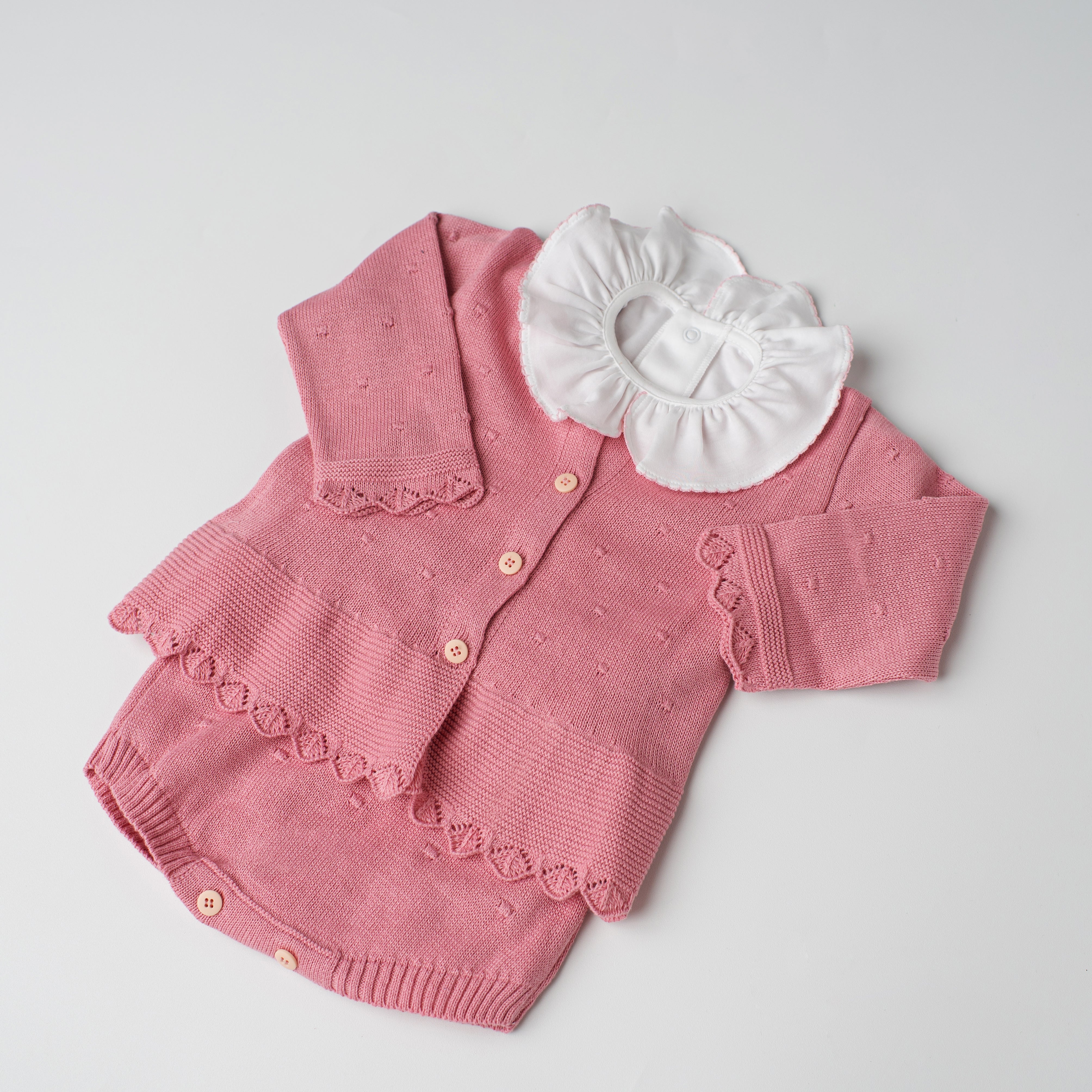 Conjunto em Tricô + Pima Garça Rosa Pétala