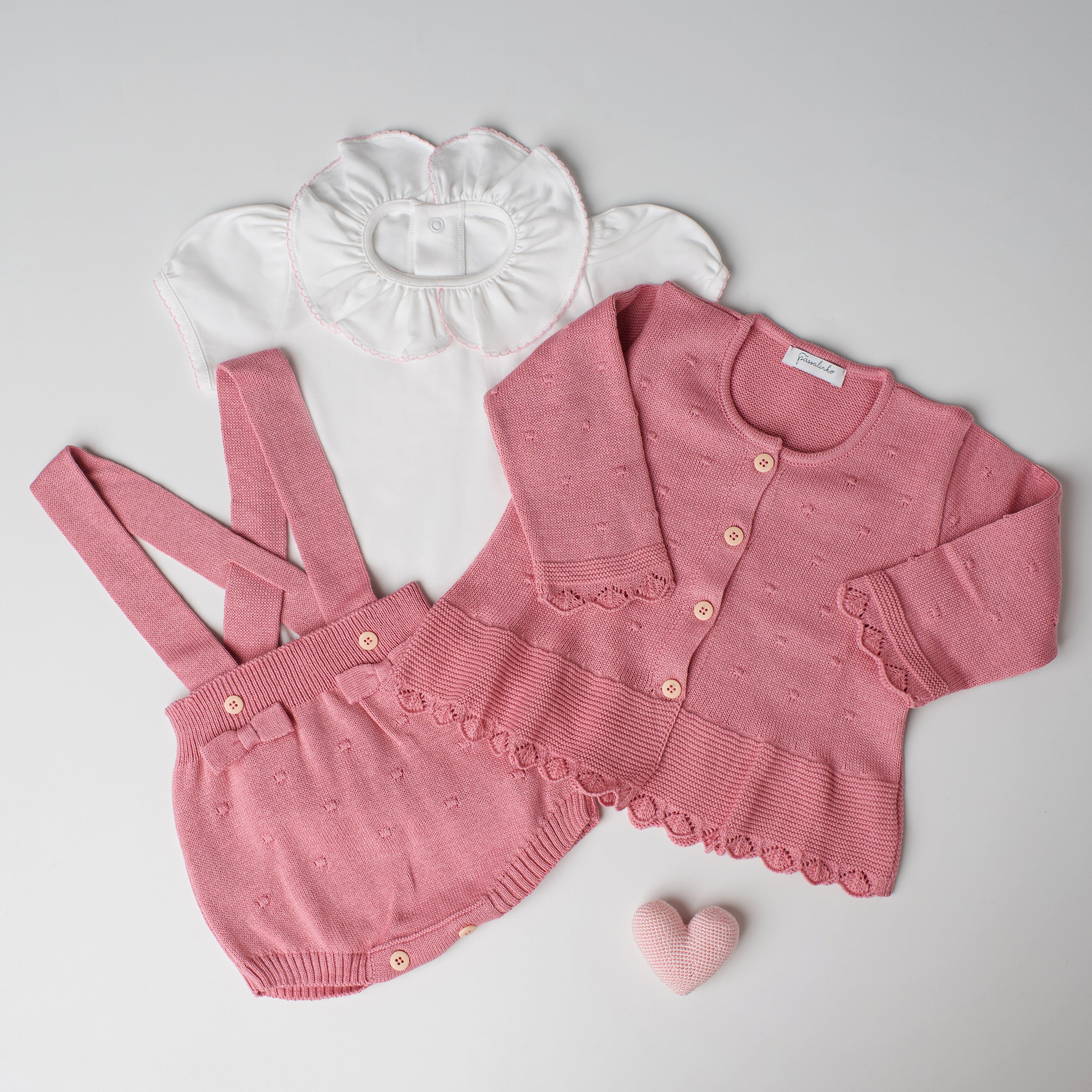 Conjunto em Tricô + Pima Garça Rosa Pétala