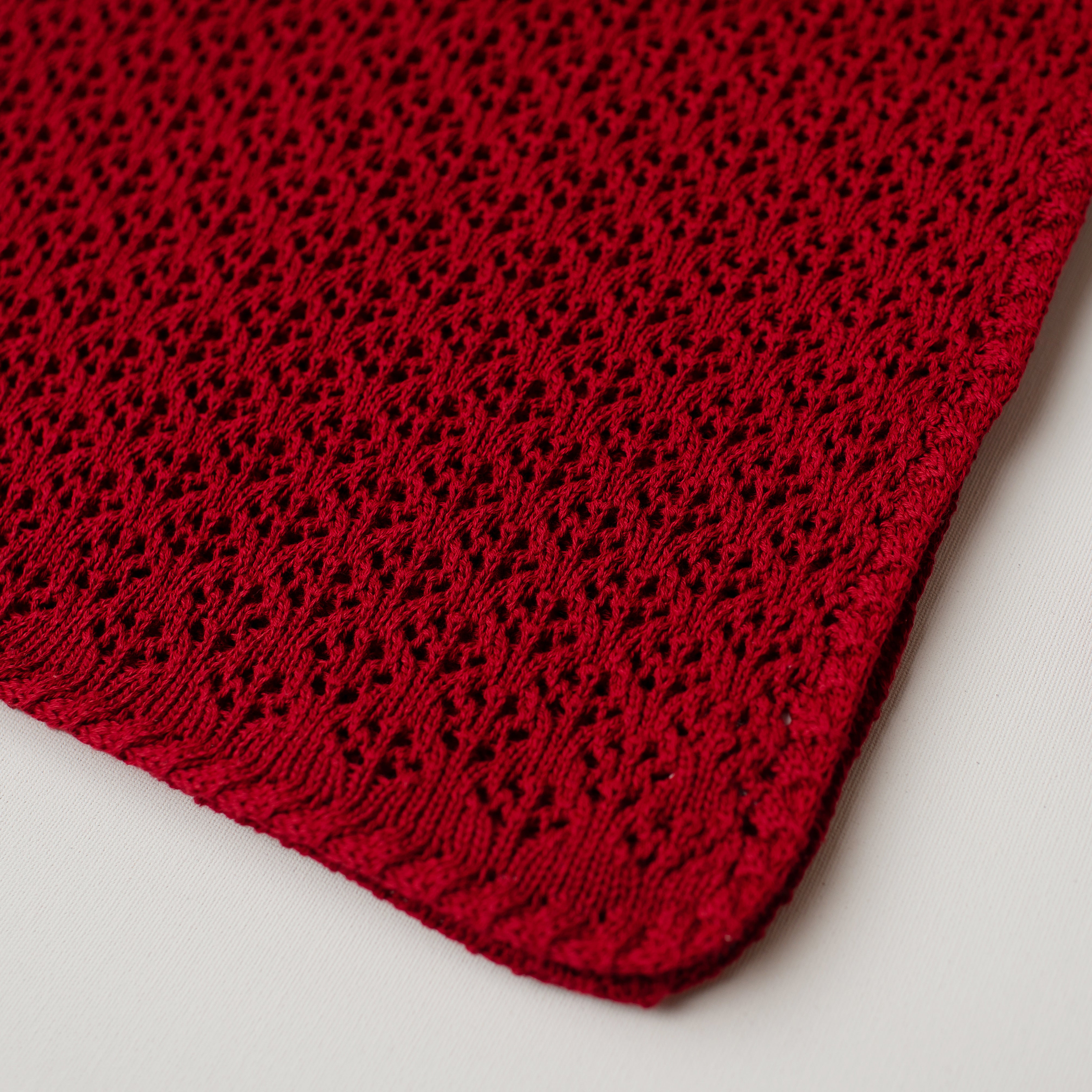 Manta Tricô Rendada Vermelha