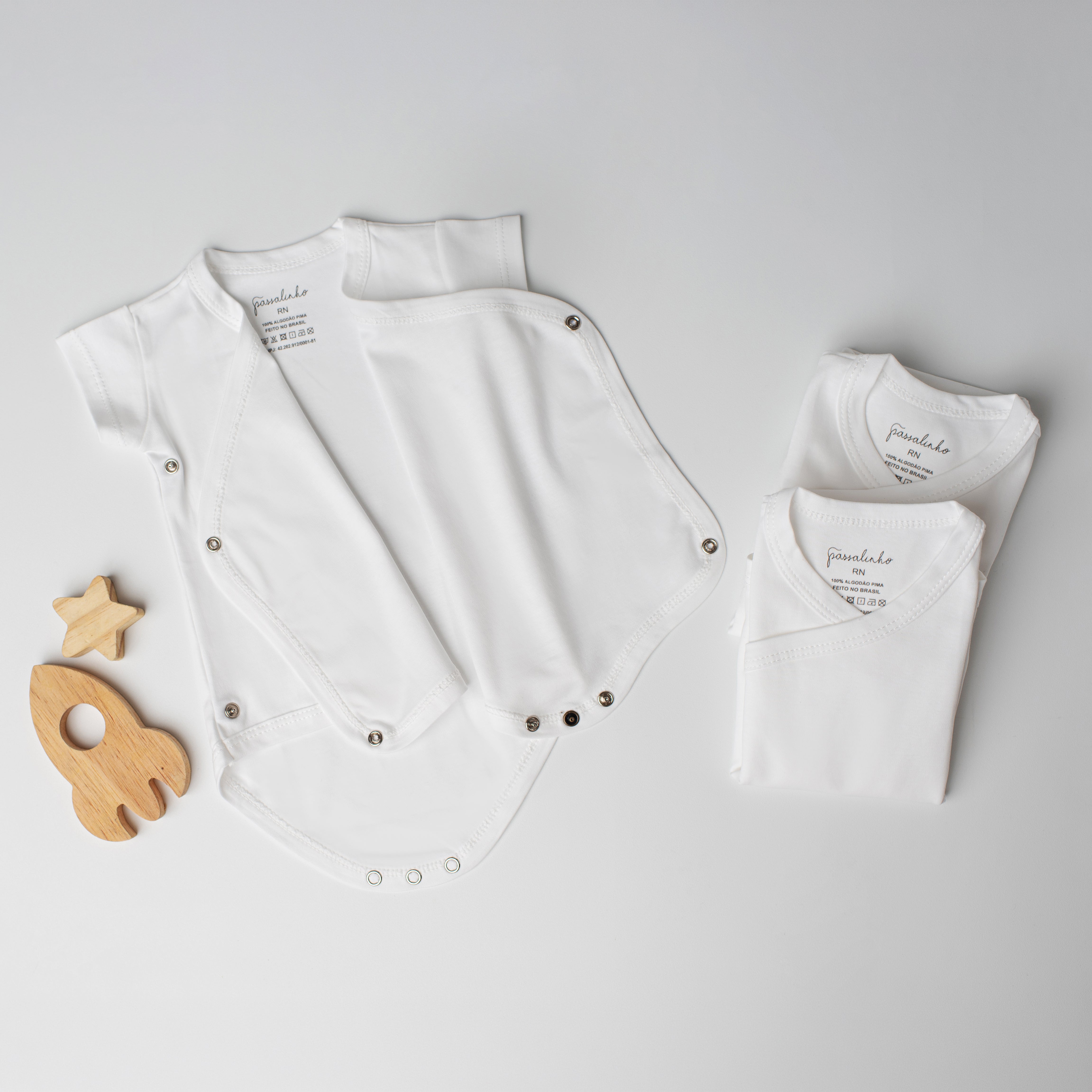 Kit: 3 Bodies Sabiá Manga Curta Branco