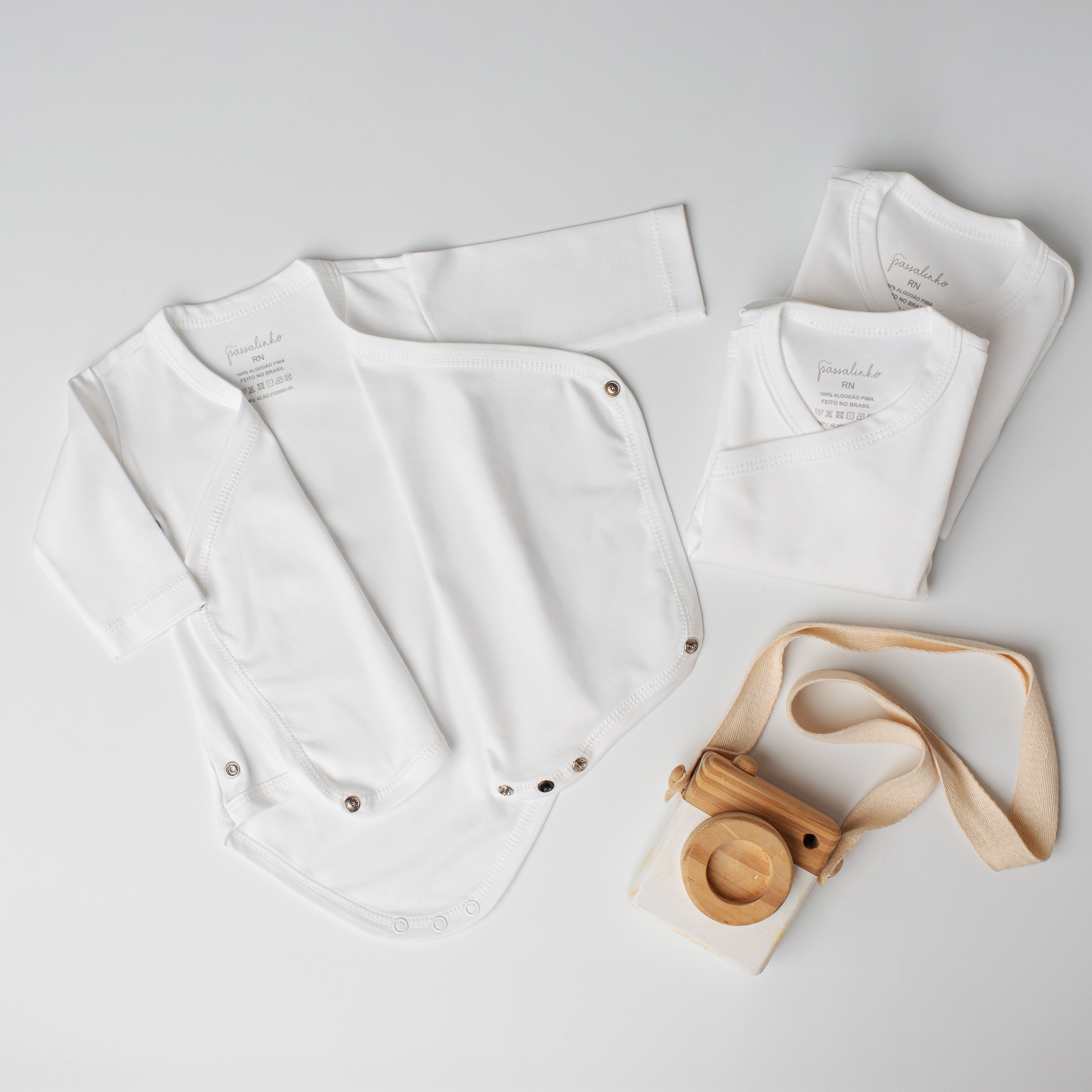 Kit: 3 Bodies Sabiá Manga Longa Branco