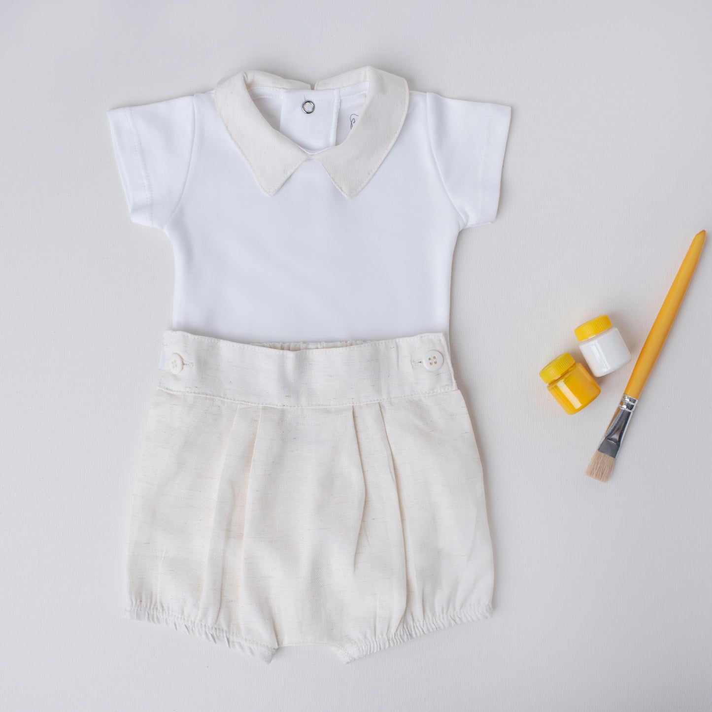 Conjunto Body e Shorts Quero Quero Linho Bege