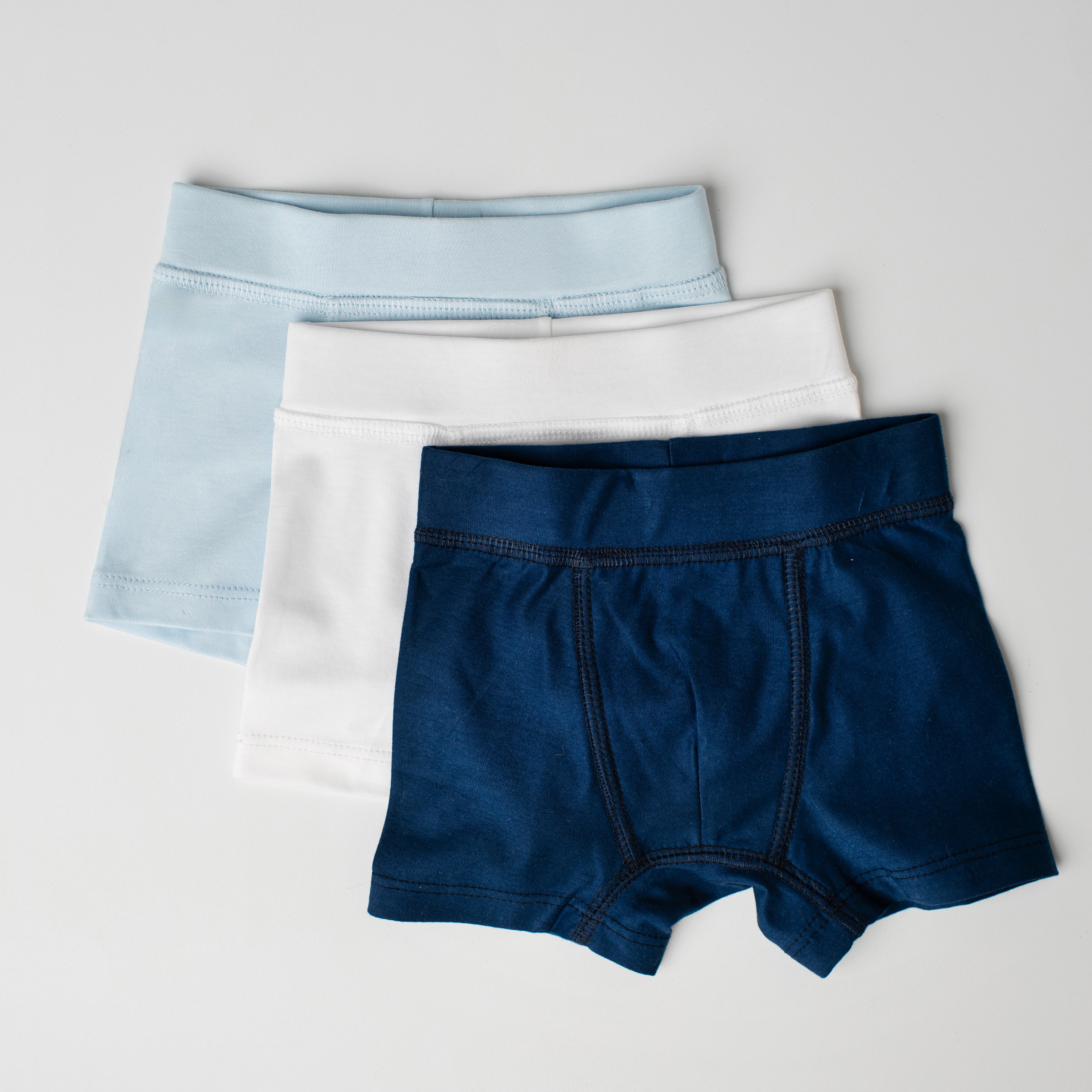 Kit: 3 Cuecas Algodão Pima - Branca, Azul Clara, Marinho