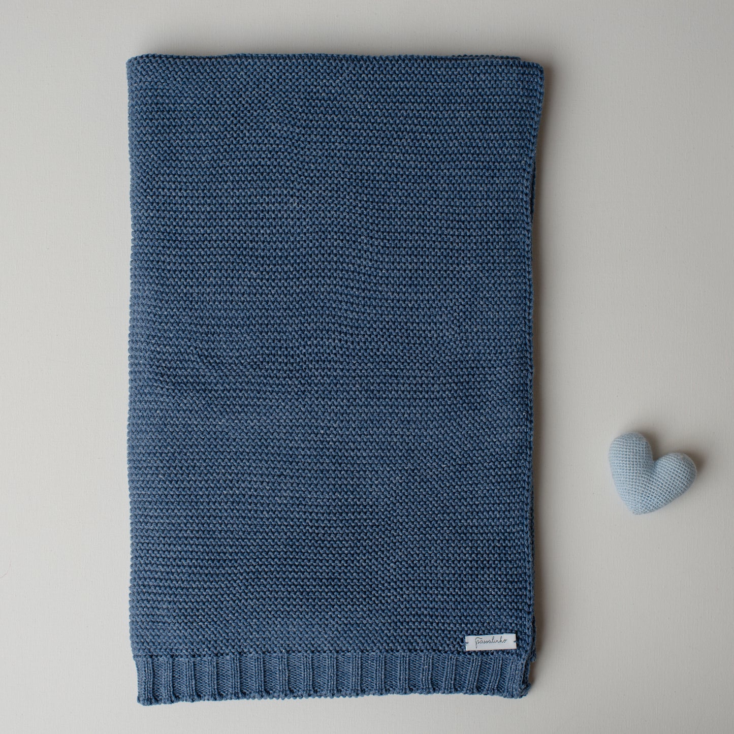 Manta Tricô Ninho Azul Jeans