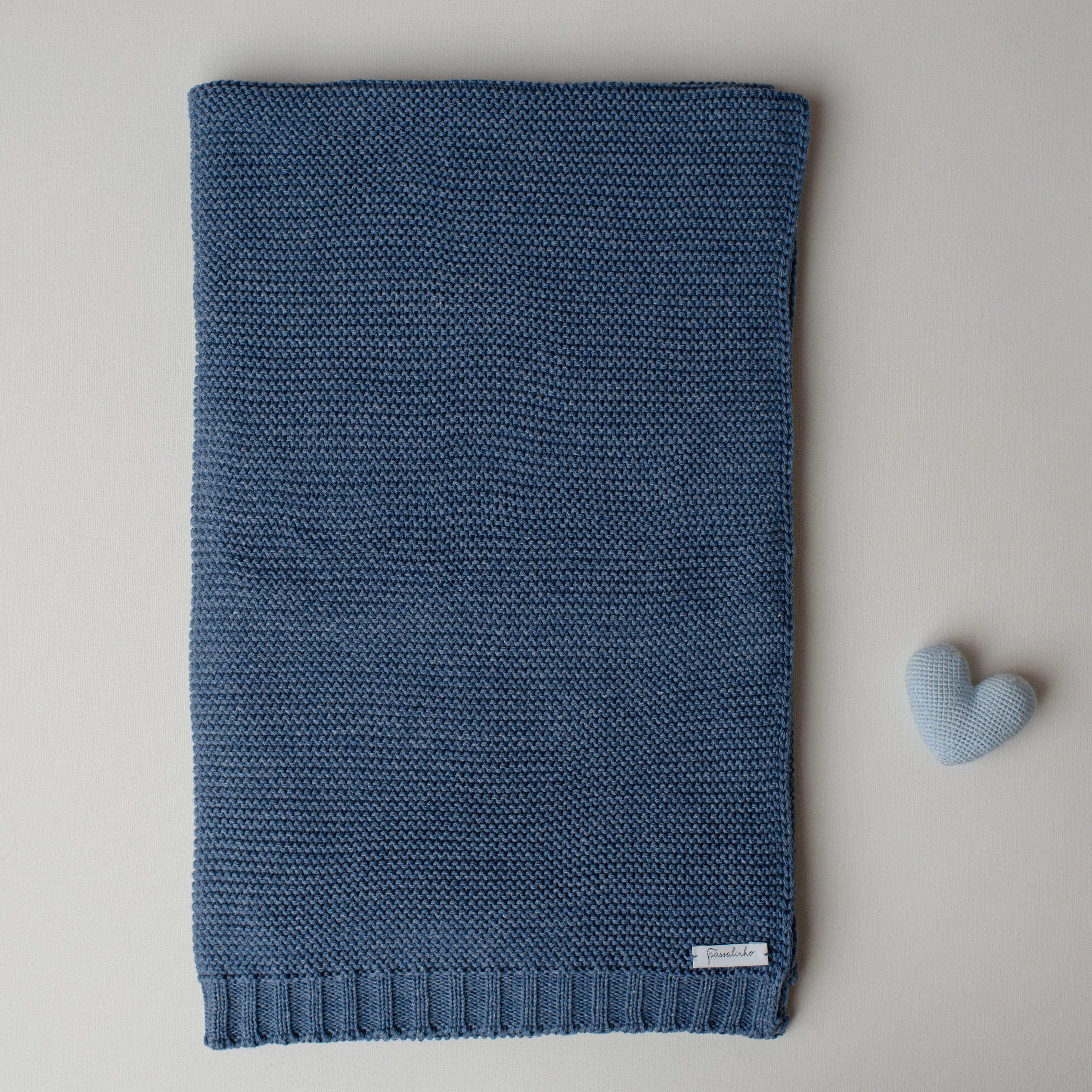 Manta Tricô Ninho Azul Jeans
