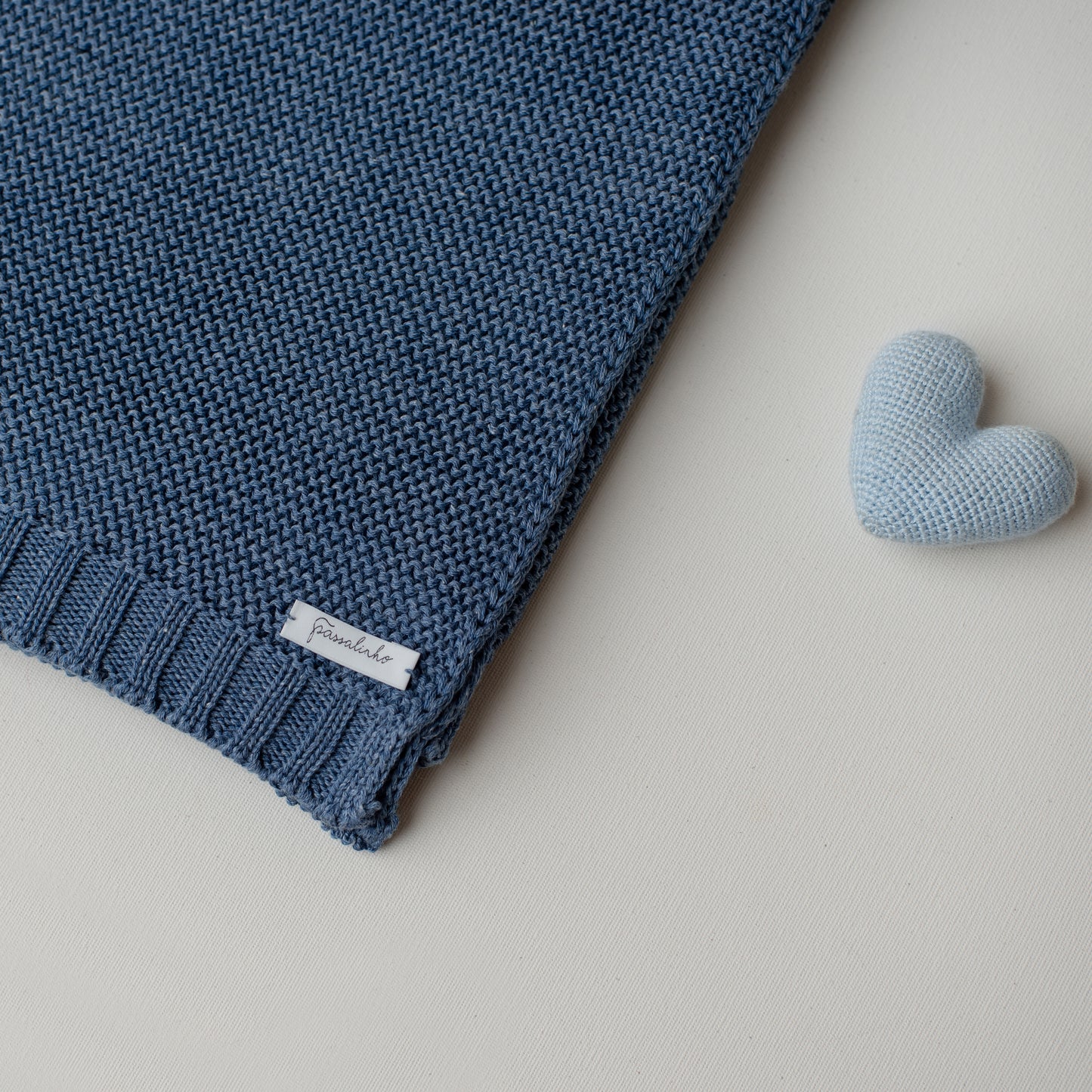 Manta Tricô Ninho Azul Jeans