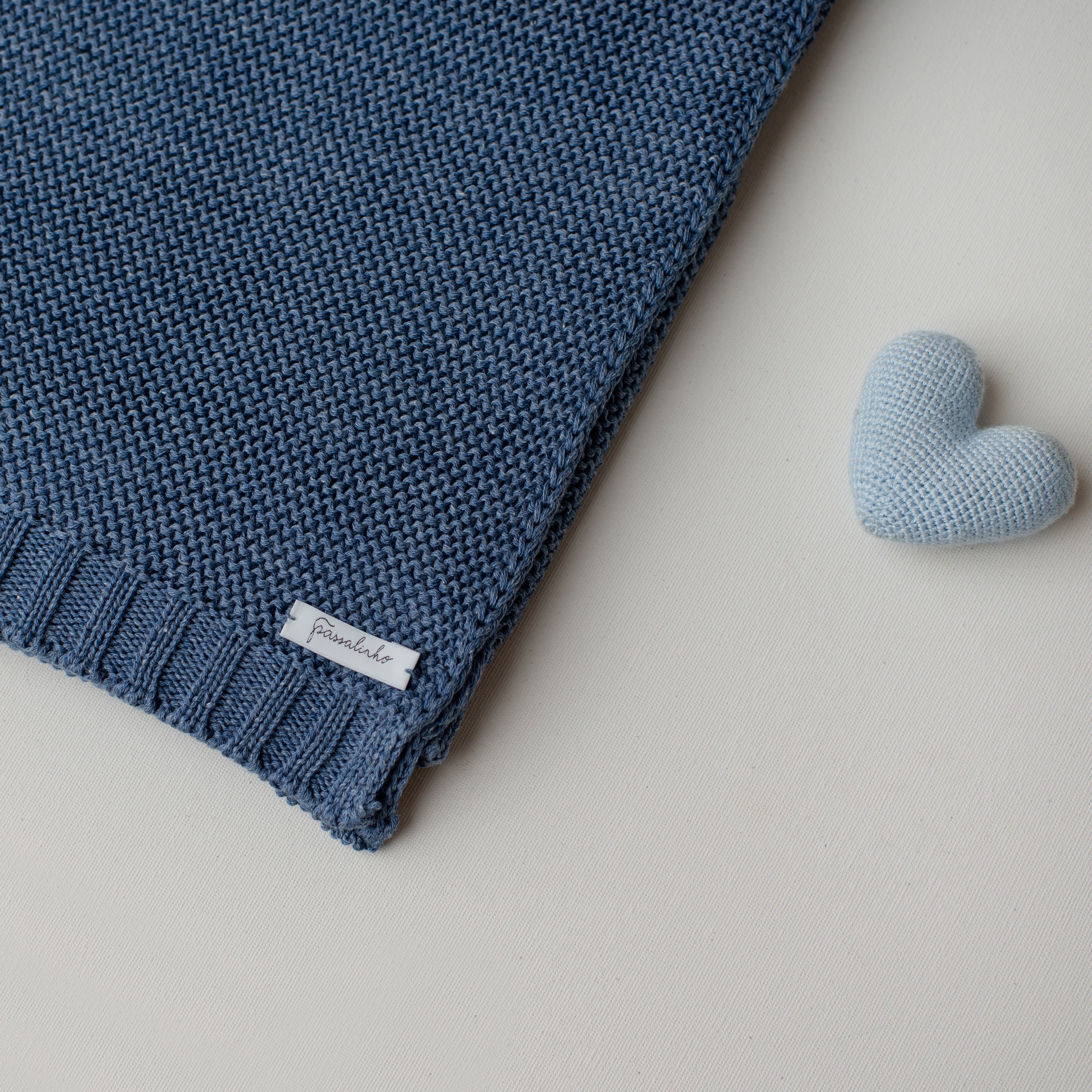 Manta Tricô Ninho Azul Jeans