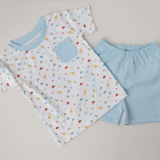 Pijama Shorts e Camiseta Canário Dinossauros