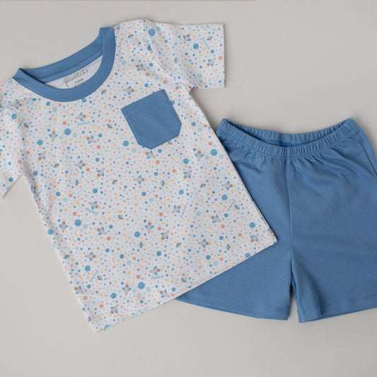 Pijama Shorts e Camiseta Canário Espaço