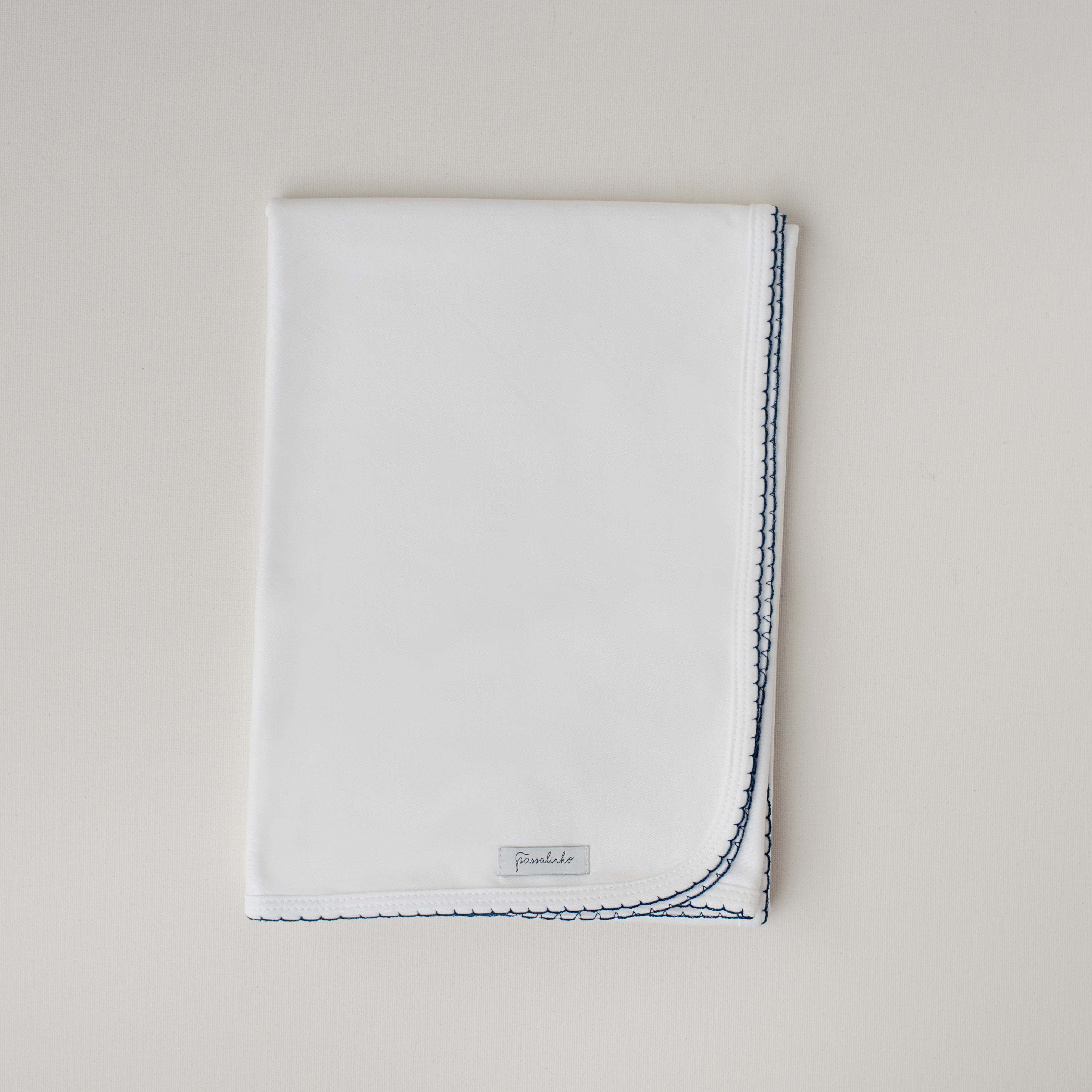 Manta Dupla Pluma de Algodão Detalhe Marinho