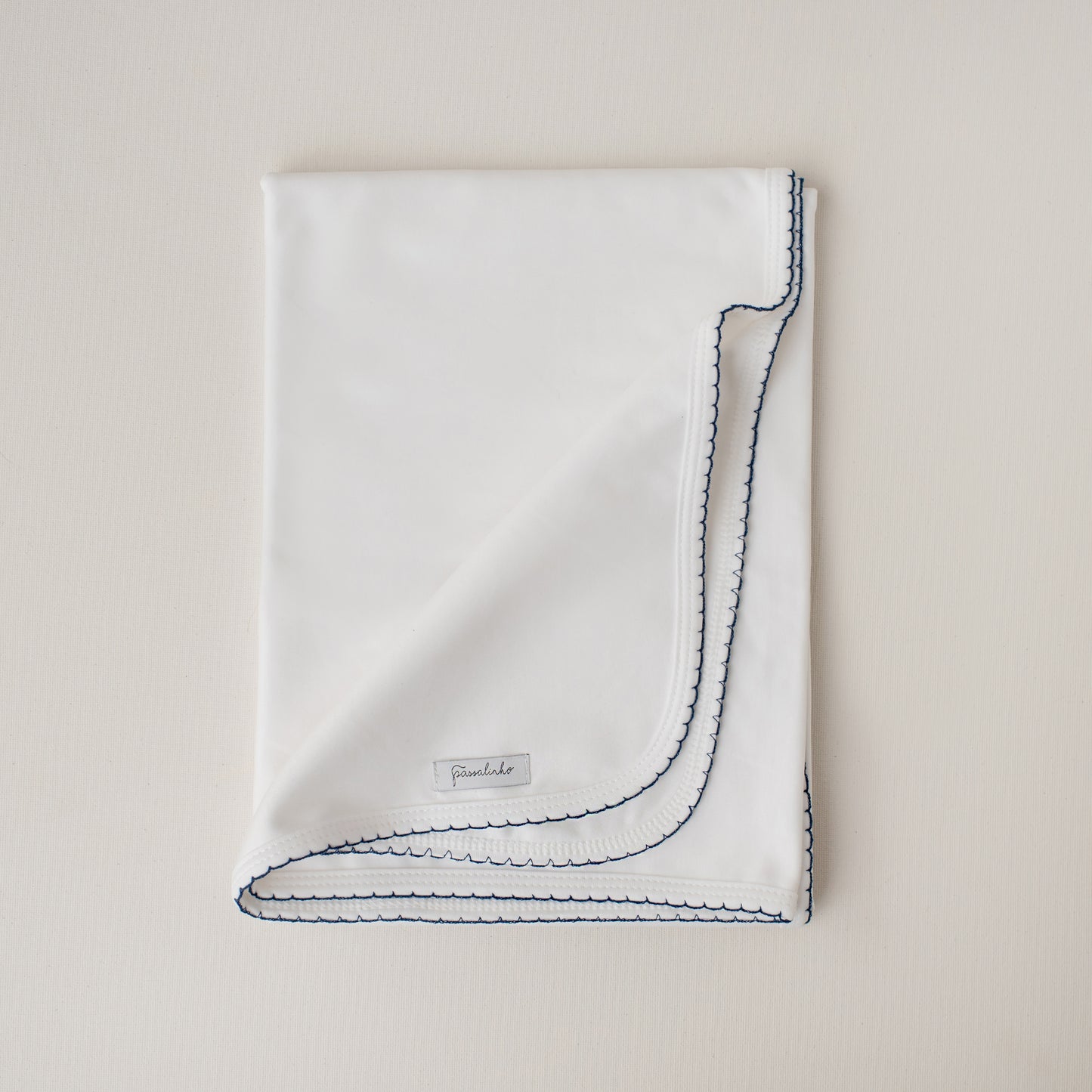 Manta Dupla Pluma de Algodão Detalhe Marinho