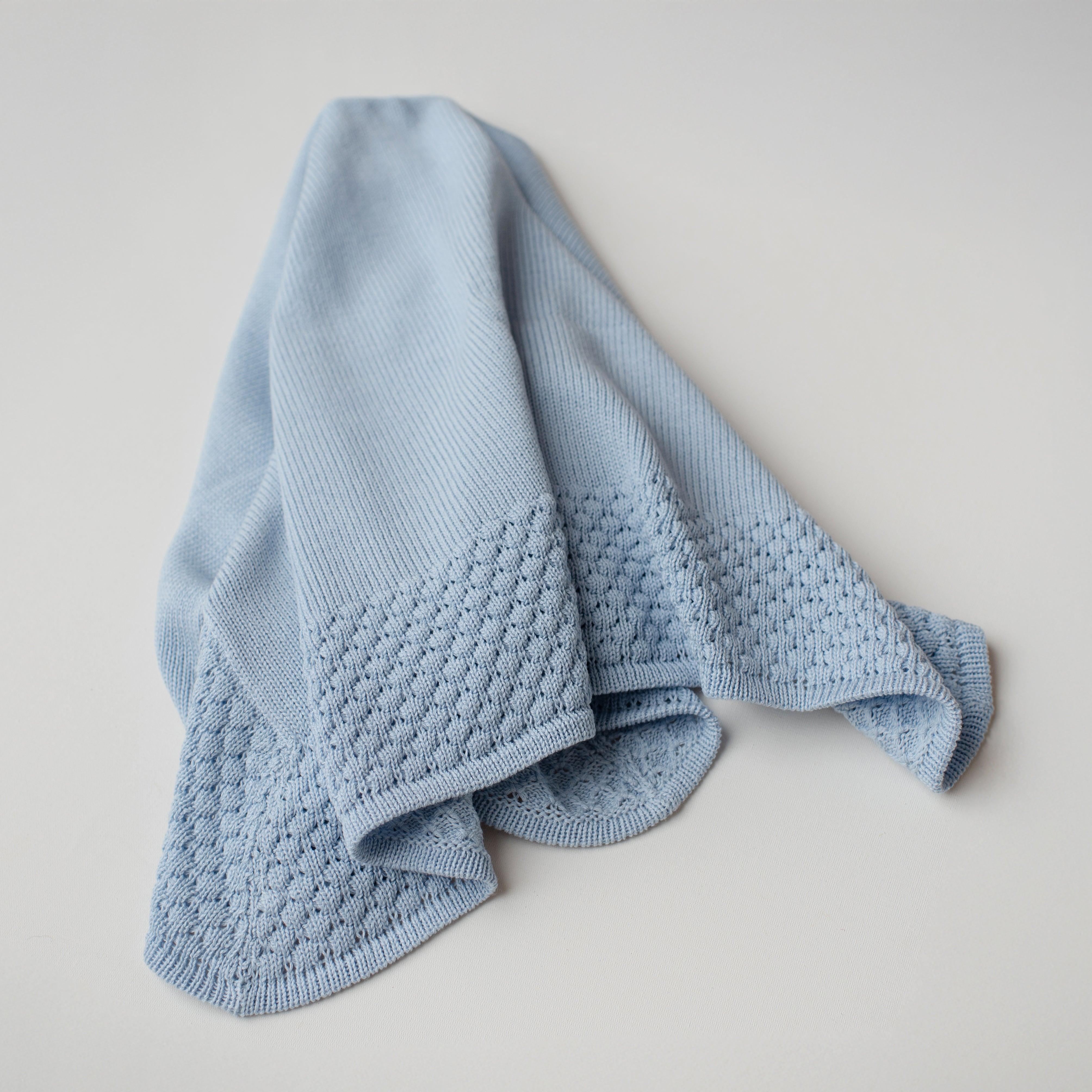 Manta Tricô Pipoca Azul