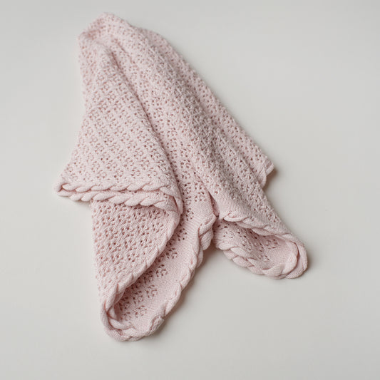 Manta Tricô Rendada Rosa Claro