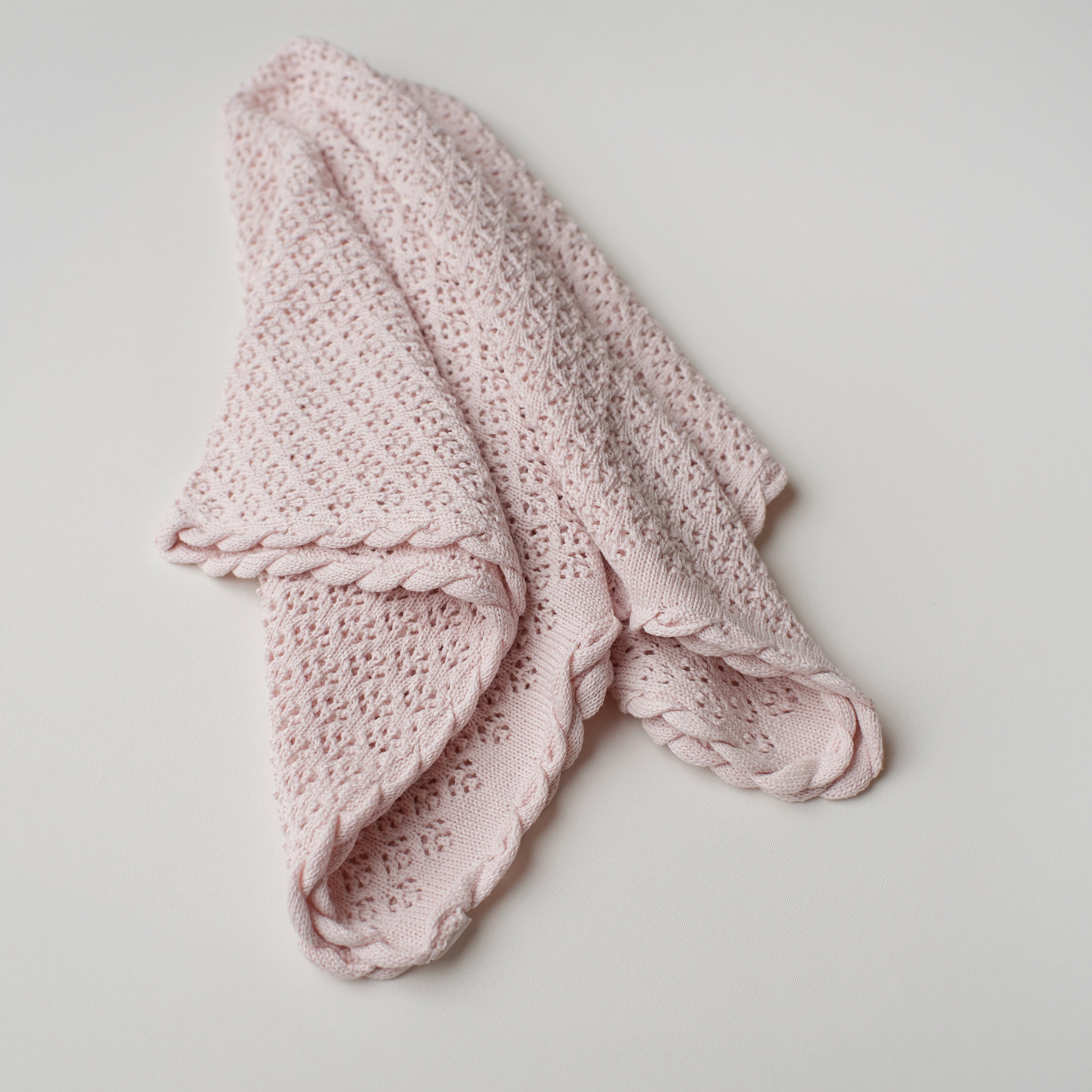 Manta Tricô Rendada Rosa Claro